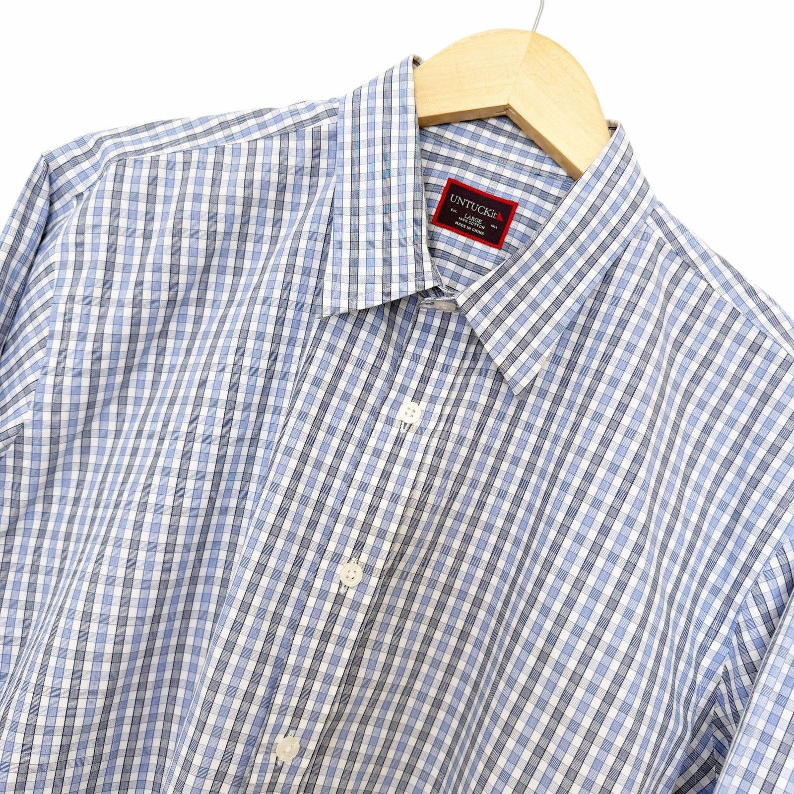 UNTUCKit Untuckit Blue Plaid Cotton Long Sleeve Button Down Sz L Size US L / EU 52-54 / 3 - 1 Thumbnail