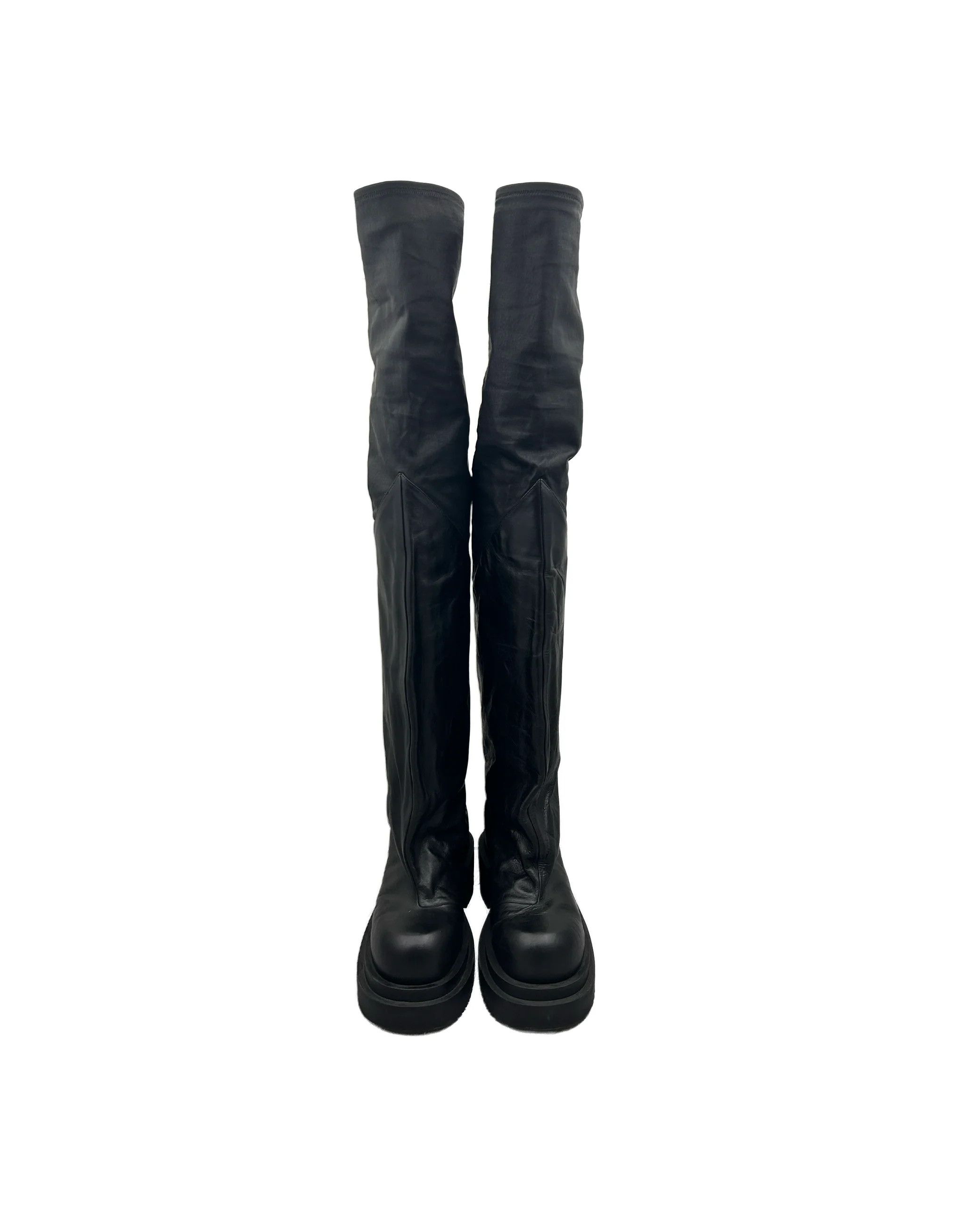 Rick Owens Bogun 78mm Leather Flared Boots Size US 9 / EU 42 - 2 Thumbnail