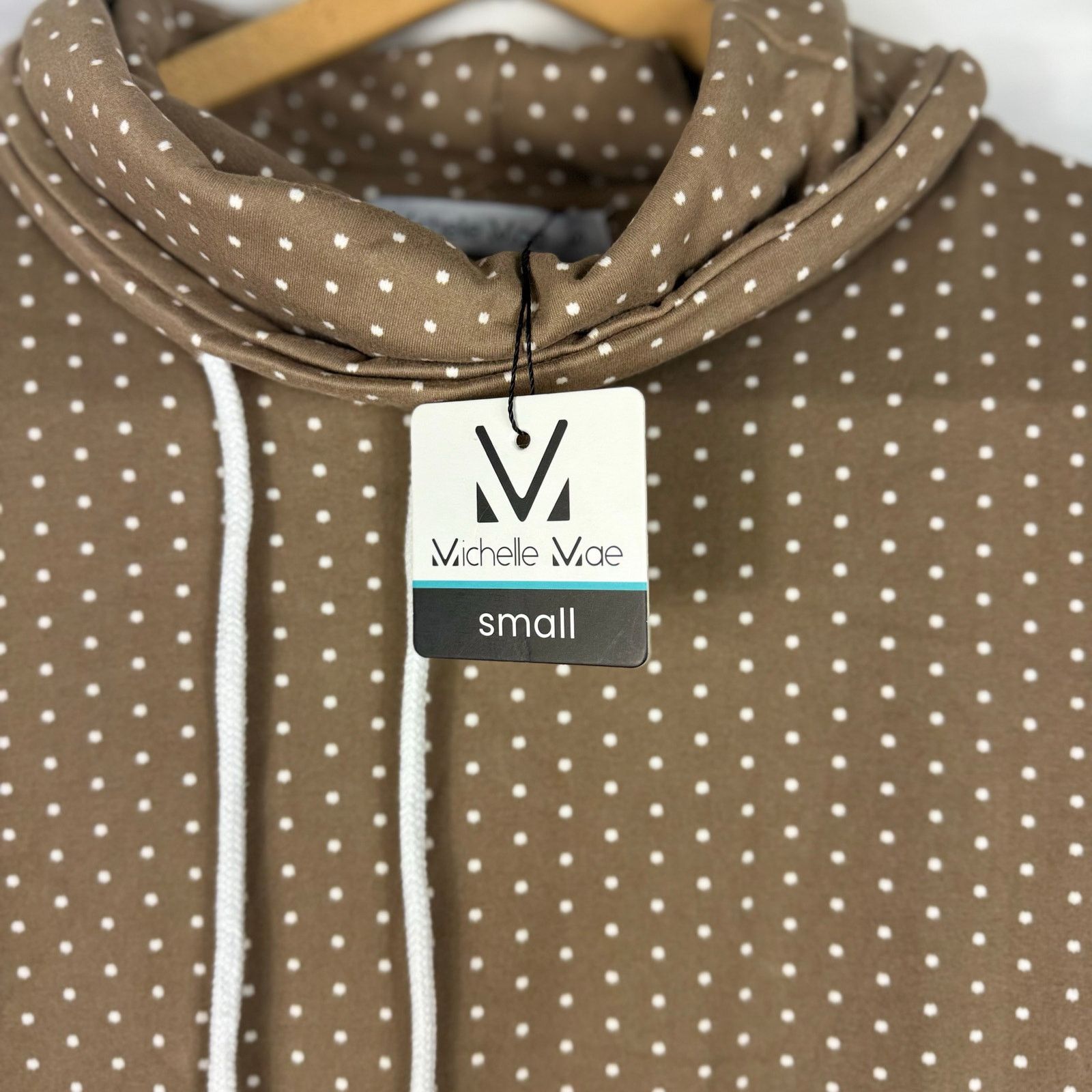Other NWT Michelle Mae Polka Dot Sweater Brown Sm Cowl Neck Pocket Size S / US 4 / IT 40 - 4 Thumbnail