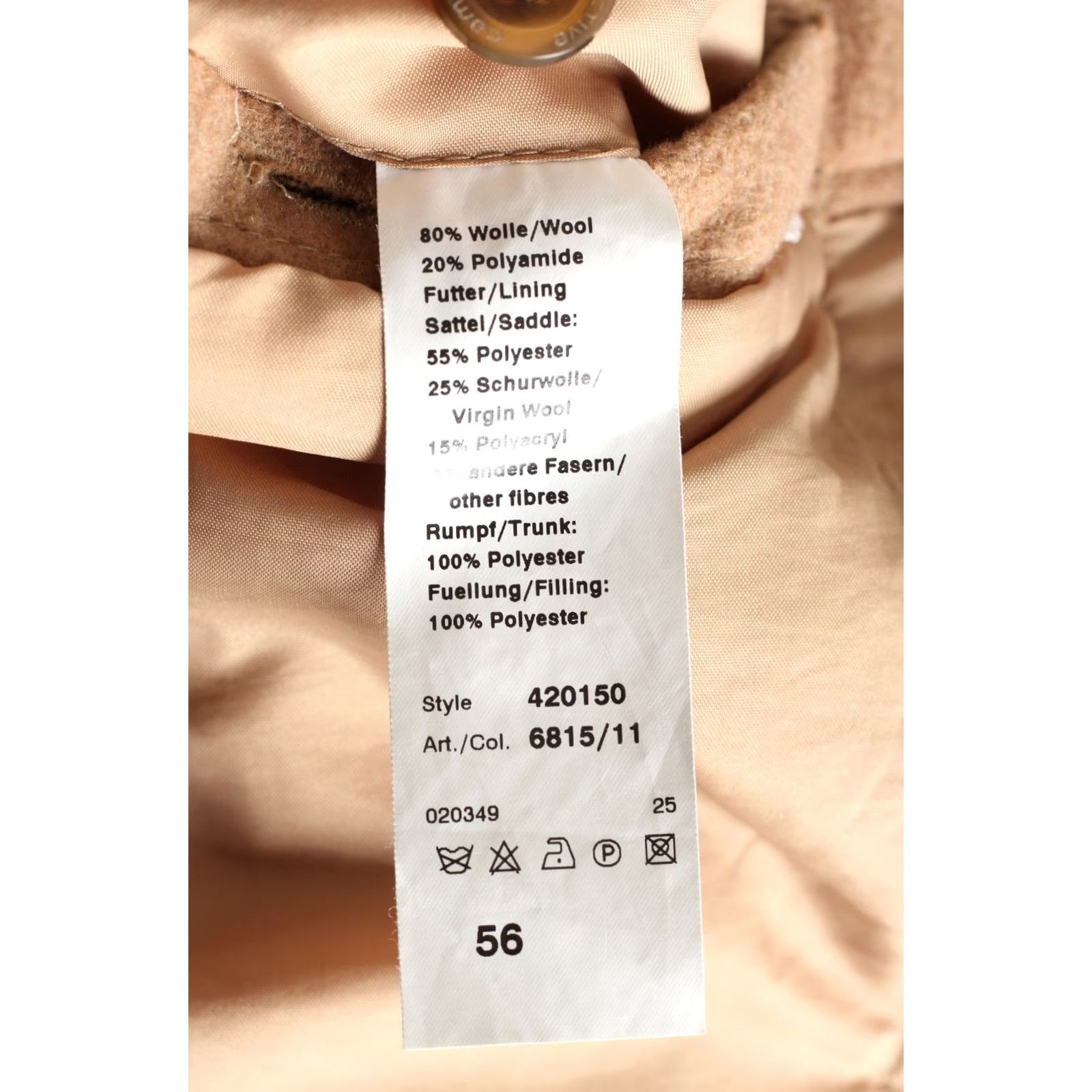 Camel Vintage CAMEL ACTIVE Wool Blend Coat Jacket Men 56 MJ6124 Coat Mens Beige Wool Blends Overcoat All Seasons Holiday Casual Formal Travel 56 Mens Size US XL / EU 56 / 4 - 7 Thumbnail