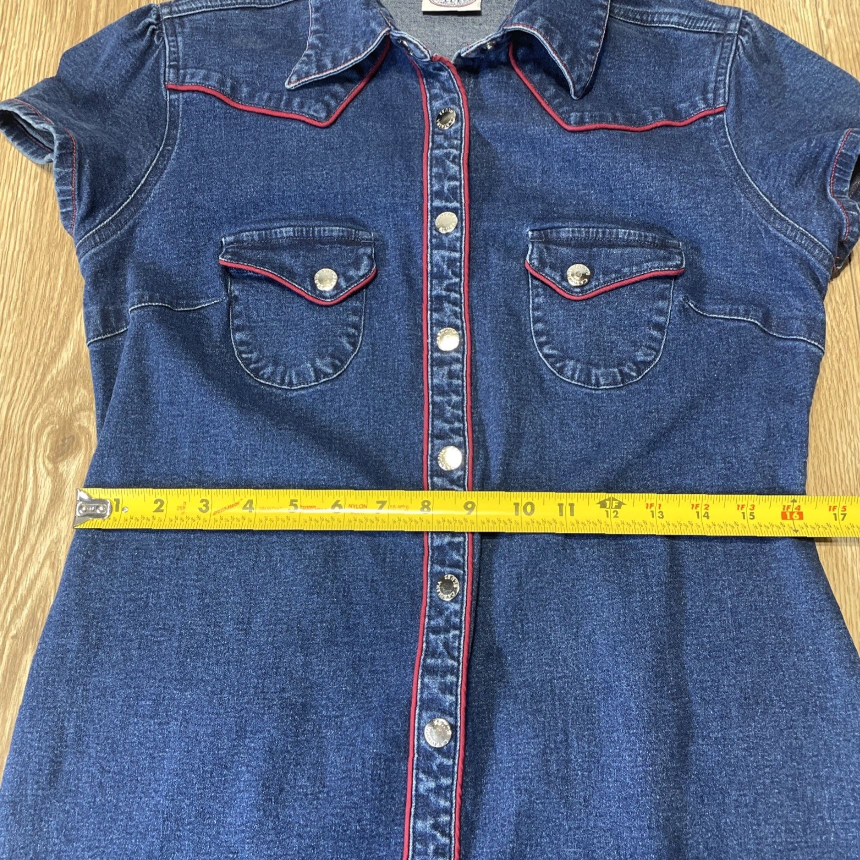 Vintage Carolina Jean Dress Size 10 Blue Stretch Snap Front Short Sleeve Womens Size 32" / US 10 / IT 46 - 5 Thumbnail