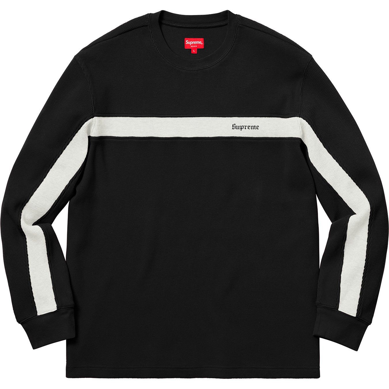 Supreme Supreme Panel Stripe Waffle Thermal Black Medium | Grailed