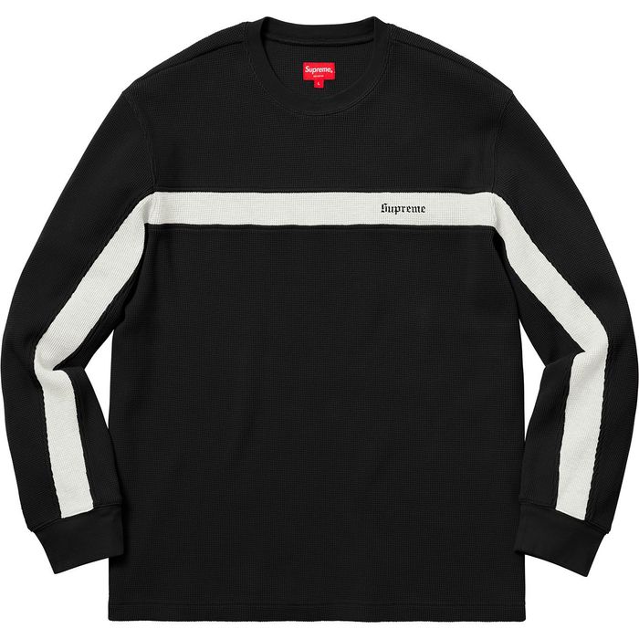 Supreme Supreme Panel Stripe Waffle Thermal Black Large | Grailed