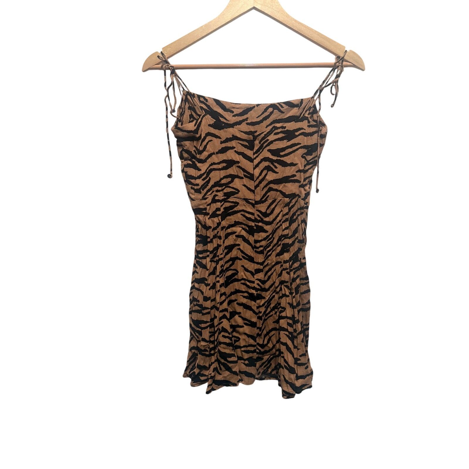 Reformation Reformation Tiger Print Mini Dress Tie-Strap Slip Style 4 Size S / US 4 / IT 40 - 2 Thumbnail