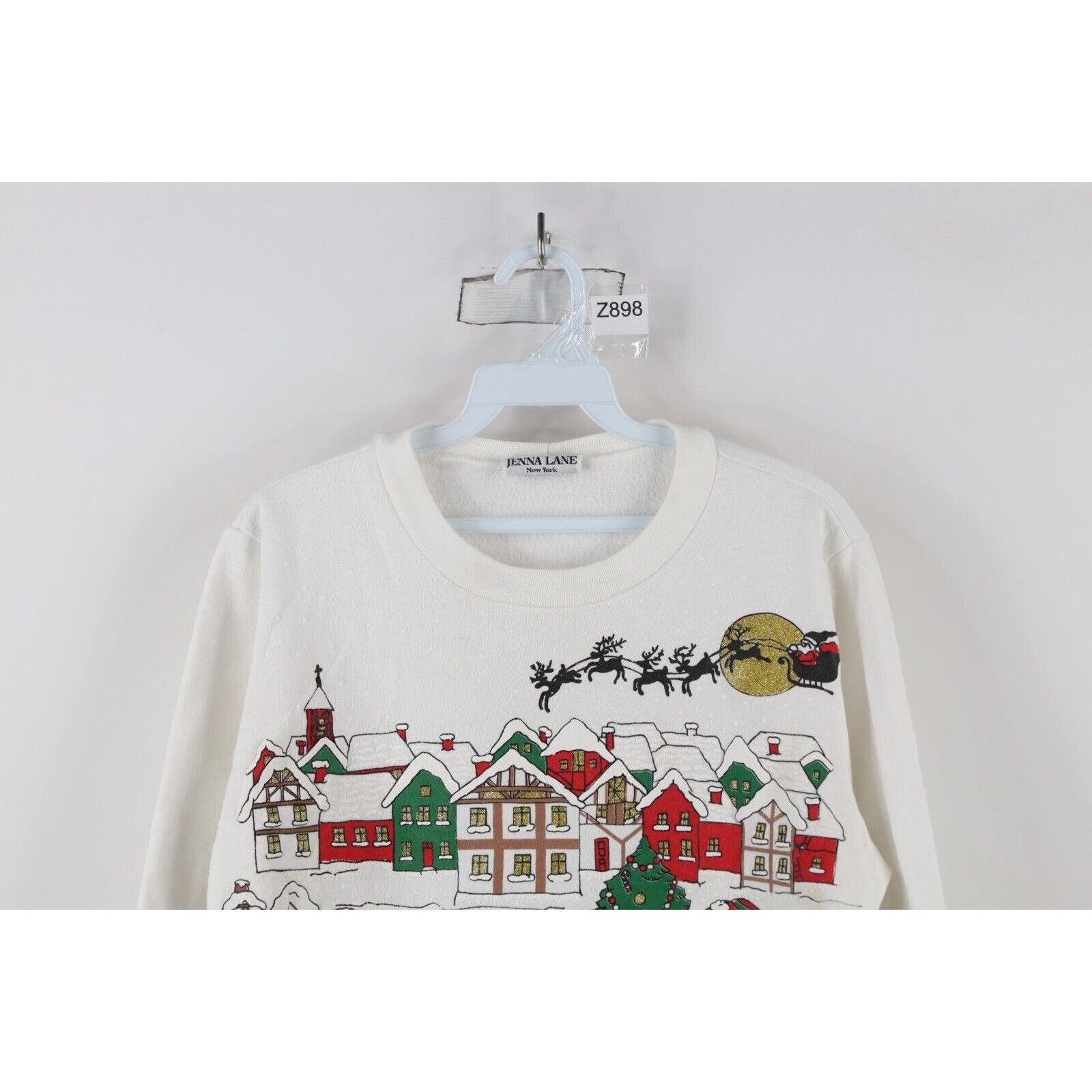 Vintage Vintage 90s Christmas Town All Over Print Sweatshirt Size L / US 10 / IT 46 - 2 Thumbnail