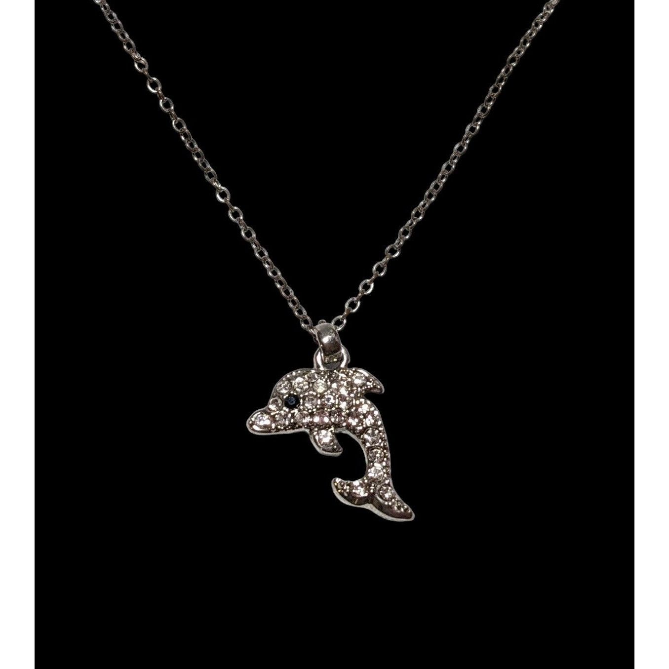 Other Reversible Silver Rhinestone Dolphin Necklace Size ONE SIZE - 3 Thumbnail