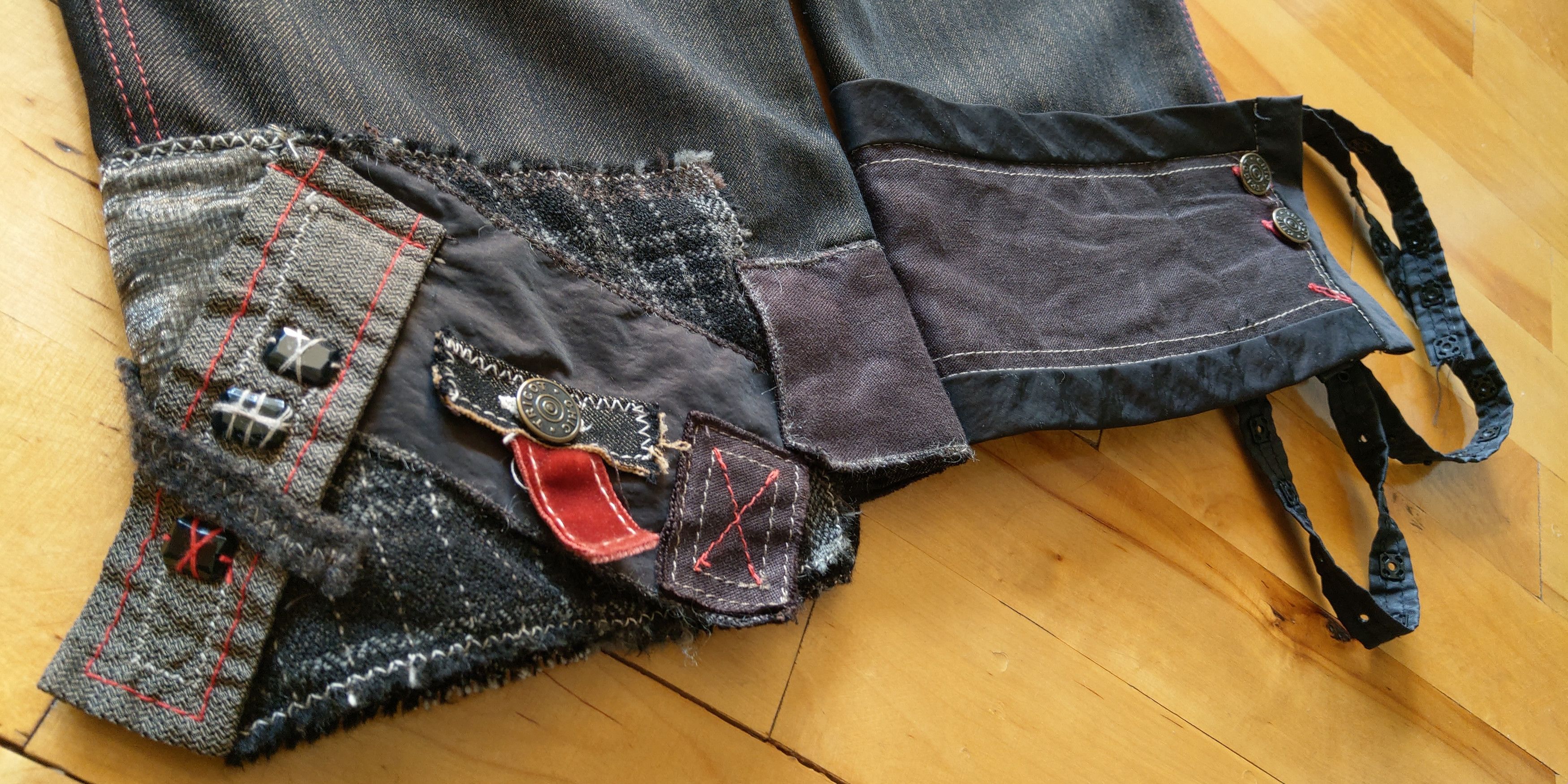 Vintage Asymmetric Patchwork Pants Bootcut Goth grunge Noir Alt Size US 32 / EU 48 - 5 Thumbnail