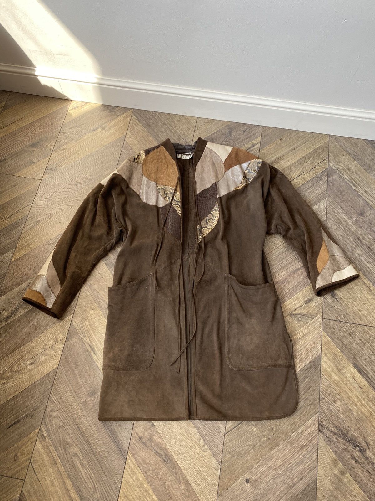 Vintage Leda Suede Leather Patchwork Coat
