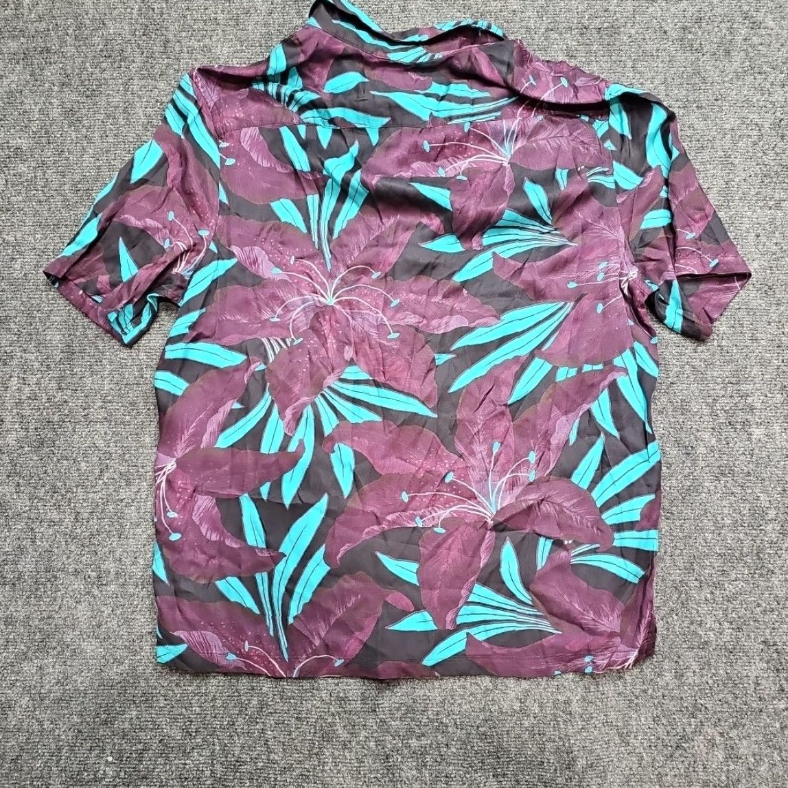 Allsaints AllSaints Shirt Men L Purple Teal Floral Loop Camp Collar Hawaiian Shirt Size US L / EU 52-54 / 3 - 6 Thumbnail