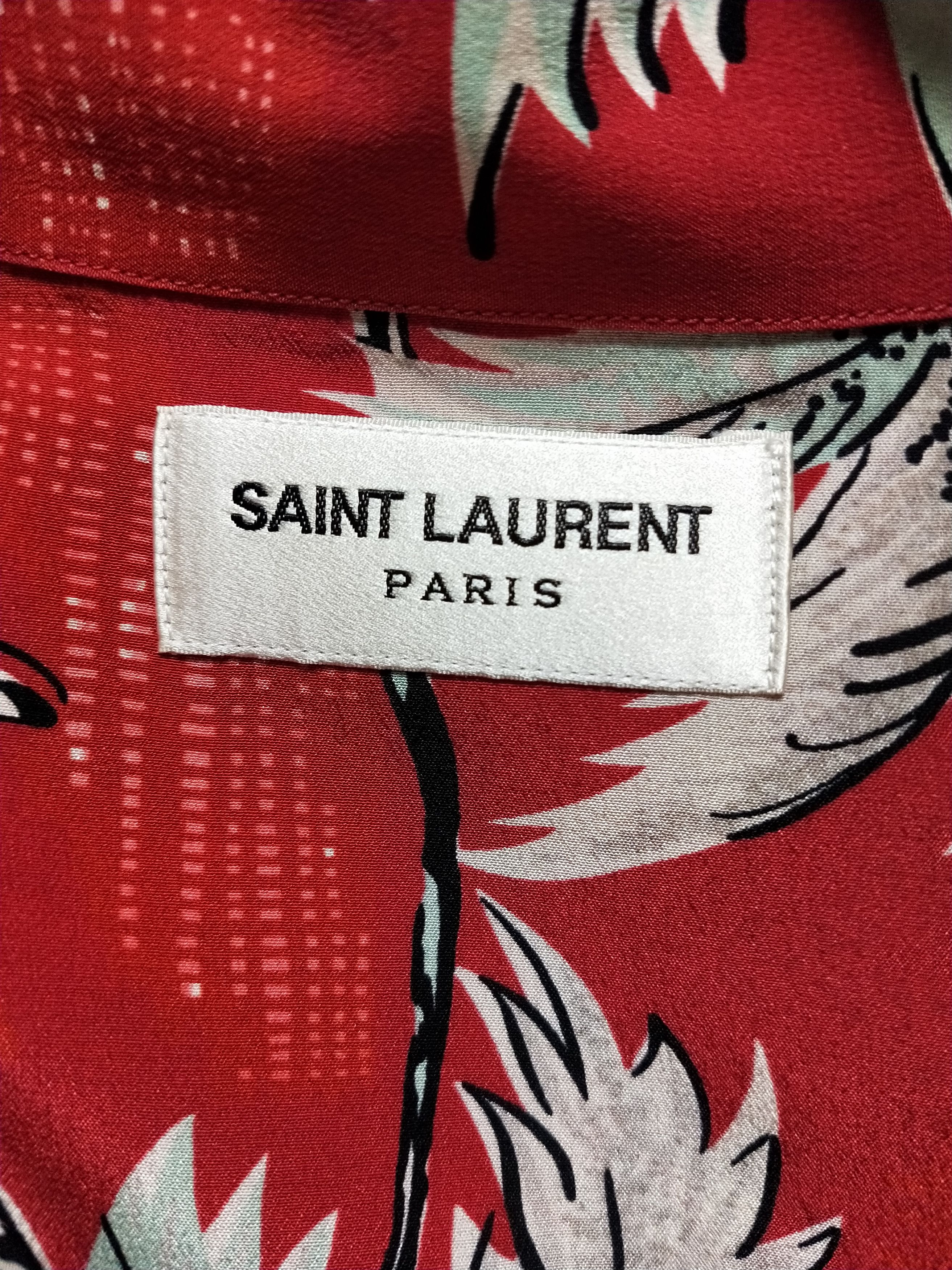 Saint Laurent Paris Red Silk Hawaiian Shirt Size US S / EU 44-46 / 1 - 4 Thumbnail