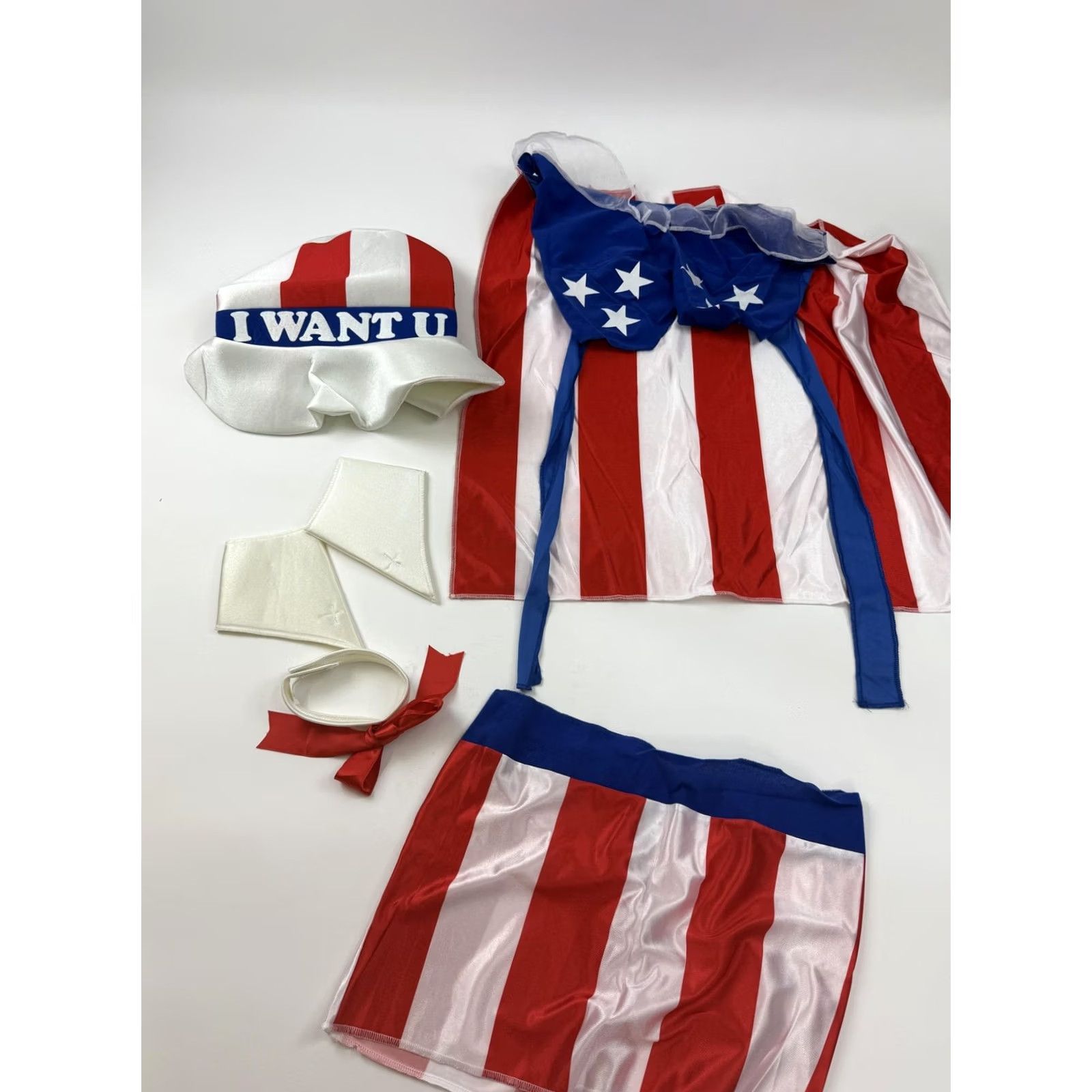 Vintage Disguise Patriotic USA Uncle Sam Tank Skirt Hat Costume Set 5 Piece Womens Small Size 28" / US 6 / IT 42 - 3 Thumbnail