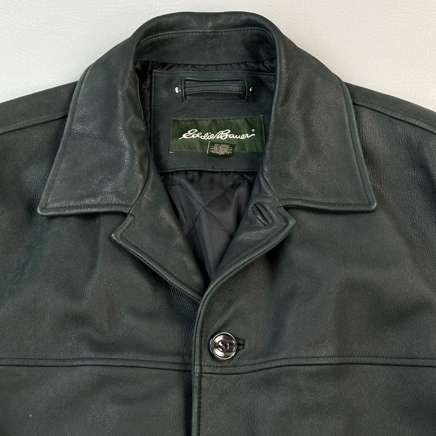 Eddie Bauer VINTAGE Eddie Bauer Jacket Mens Large Dark Gren Charcoal Leather Button Front Size US L / EU 52-54 / 3 - 4 Thumbnail