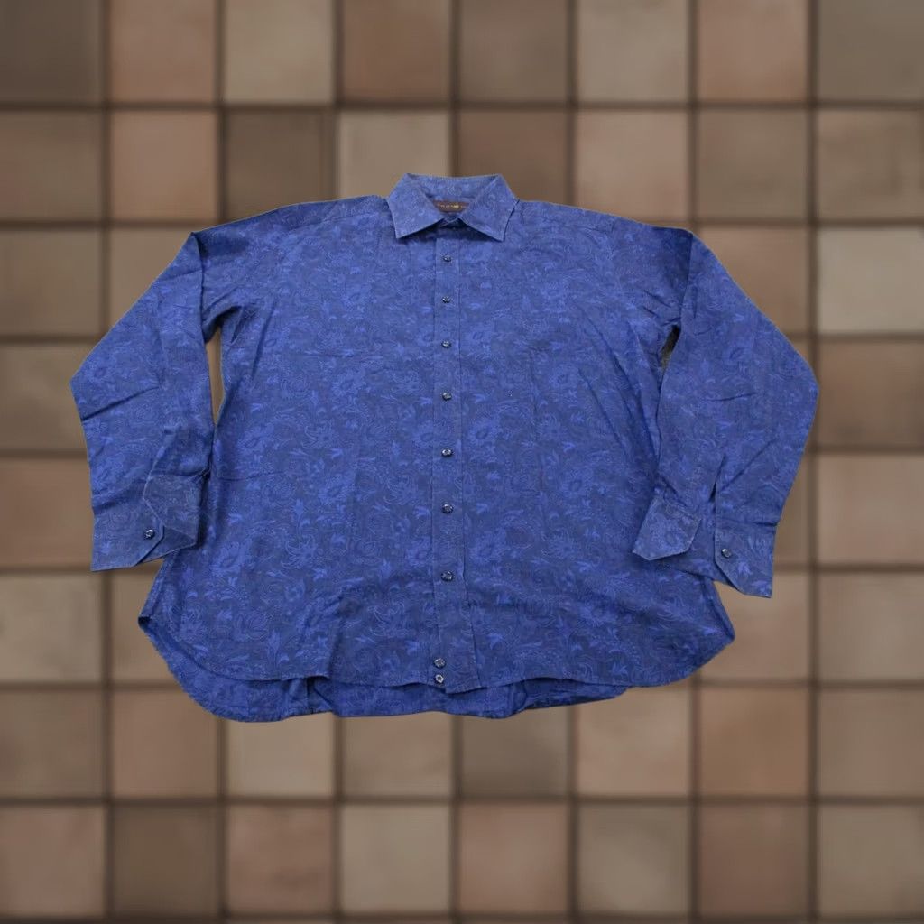 Etro ETRO Shirt Mens XL Blue Camice Paisley Dress Business Lightweight Italy Size 46R - 1 Thumbnail