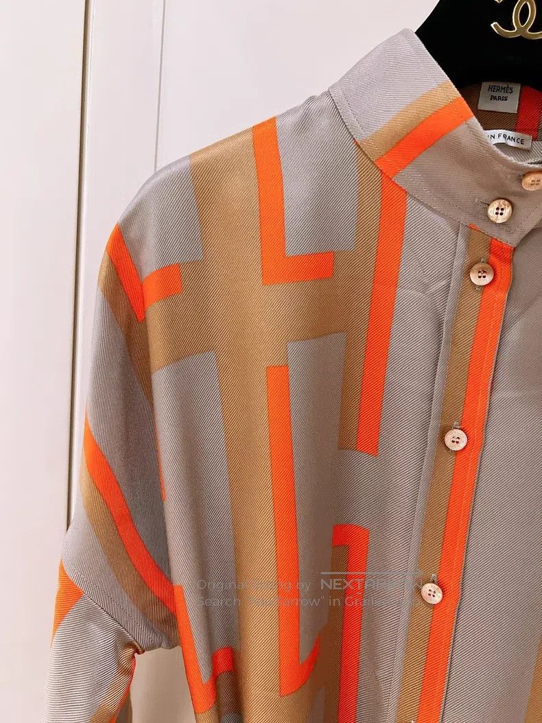 Other Hermes H Full Logo Silk Shirt Dress Dress Size XS / US 0-2 / IT 36-38 - 3 Thumbnail