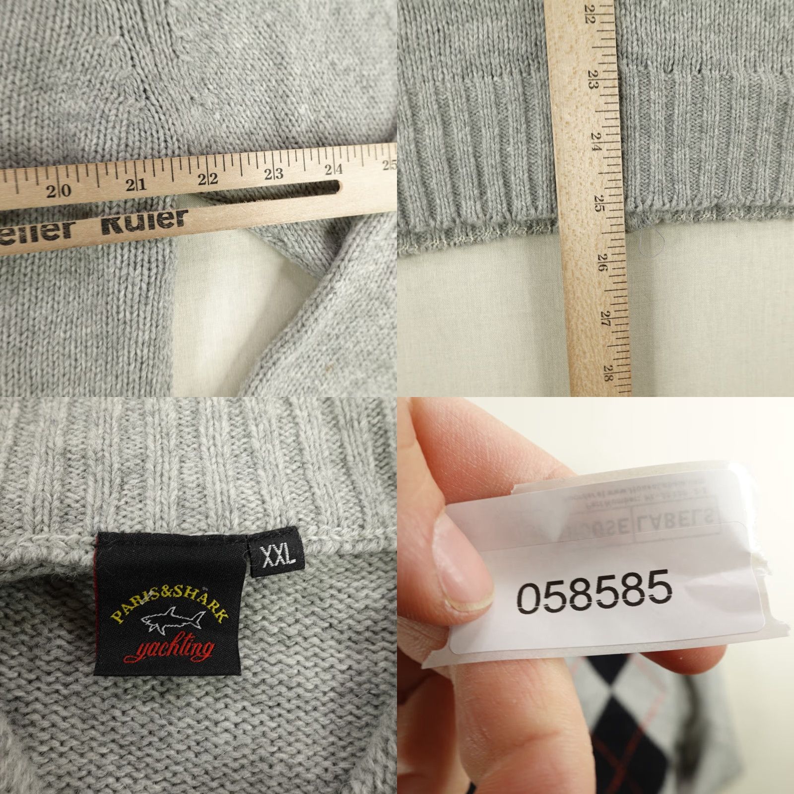 Paul & Shark VINTAGE Paul & Shark Sweater Full Zip Casual Mens 2XL Wool Gray Argyle 90s Outdoor Size US XXL / EU 58 / 5 - 8 Thumbnail
