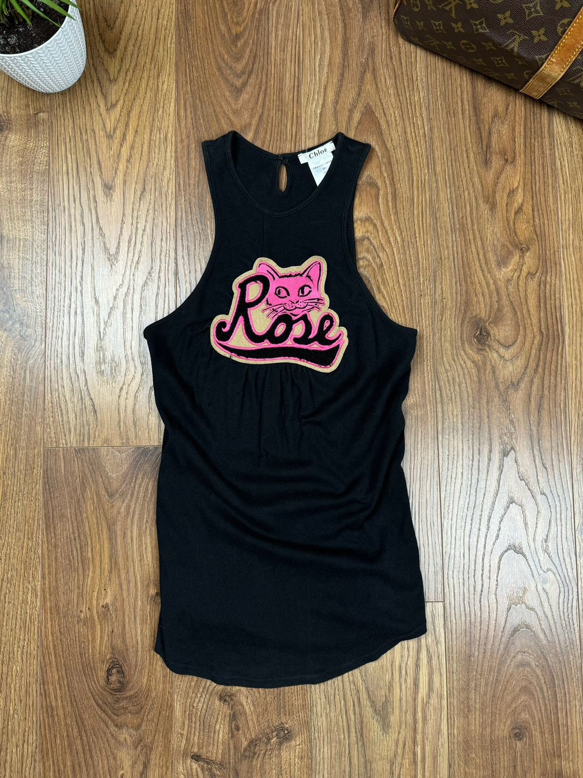 Chloe RARE Chloe 2001s tank top Rose Cat original luxury item Size S / US 4 / IT 40 - 1 Thumbnail