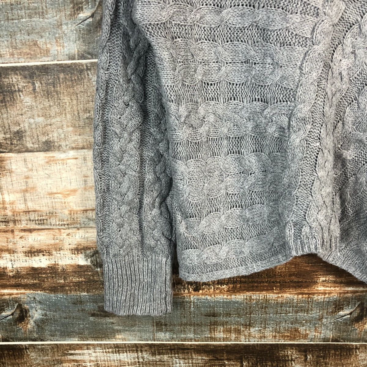 GU × Homespun Knitwear GU japan Grey cable Knitwear #A1787 Size L / US 10 / IT 46 - 7 Thumbnail