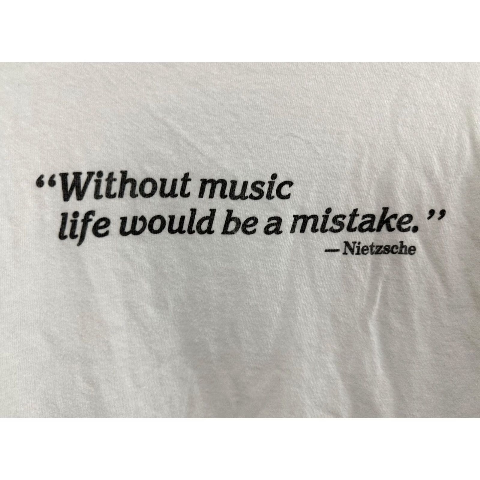 Hanes VTG 80s Without Music Life Would Be A Mistake Friedrich Nietzsche Art T-Shirt L Mens White Size US L / EU 52-54 / 3 - 2 Thumbnail
