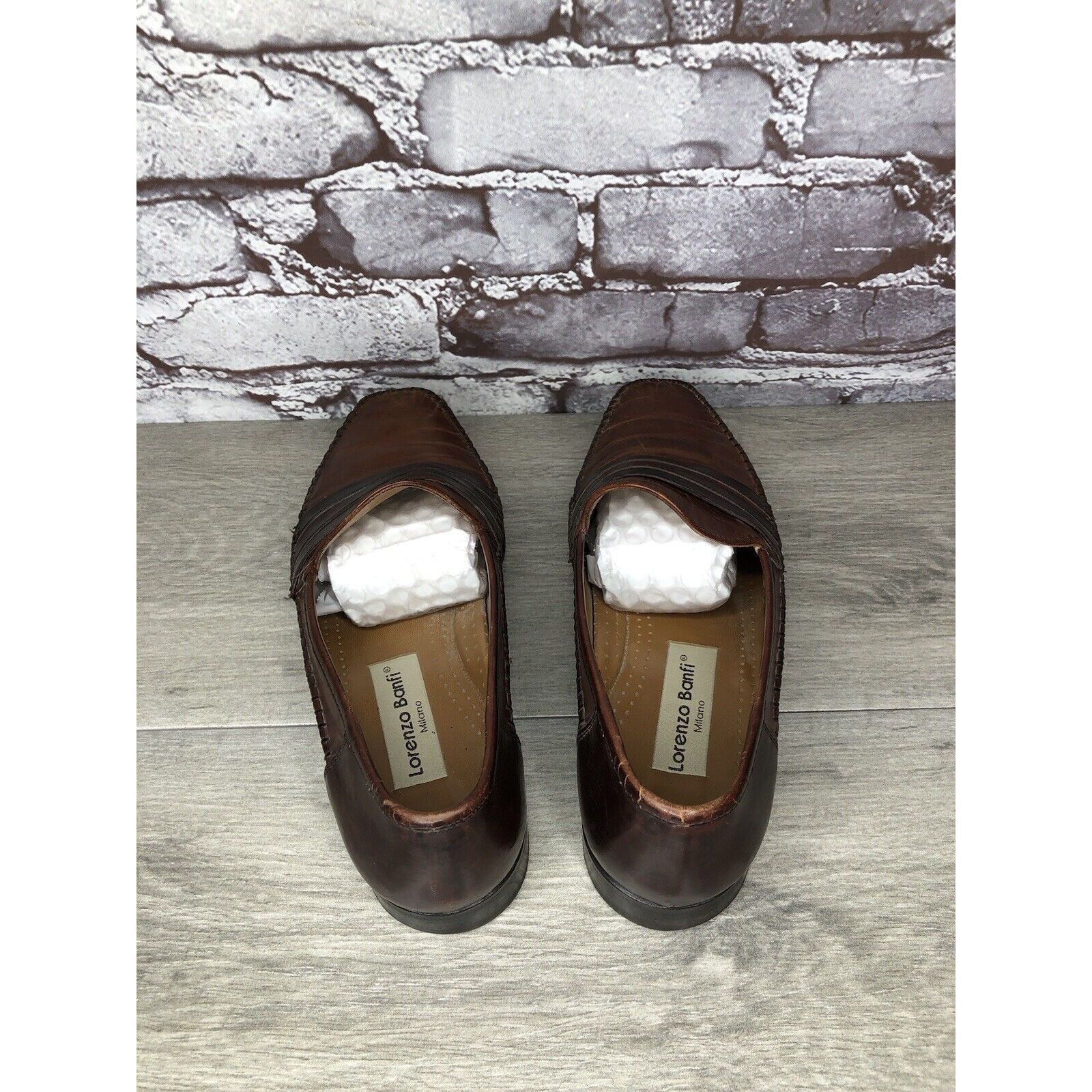 Other LORENZO BANFI Milano Brown Leather Slip On Loafers Dress Sho Size US 8 / EU 41 - 5 Thumbnail