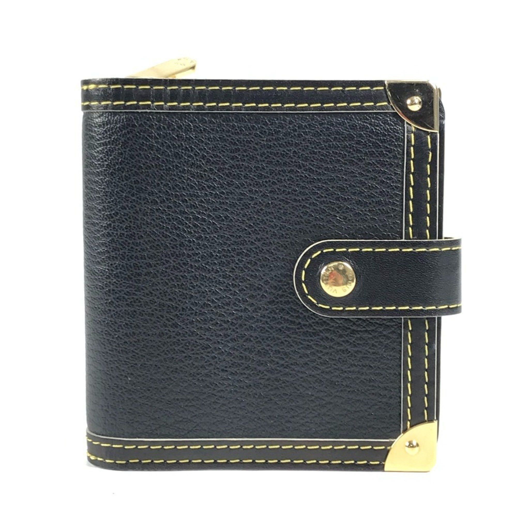 Louis Vuitton LOUIS VUITTON M91828 Suhali Compact Zip Bifold Wallet in Leather, Noir and Black, for Men Women Size ONE SIZE - 1 Thumbnail