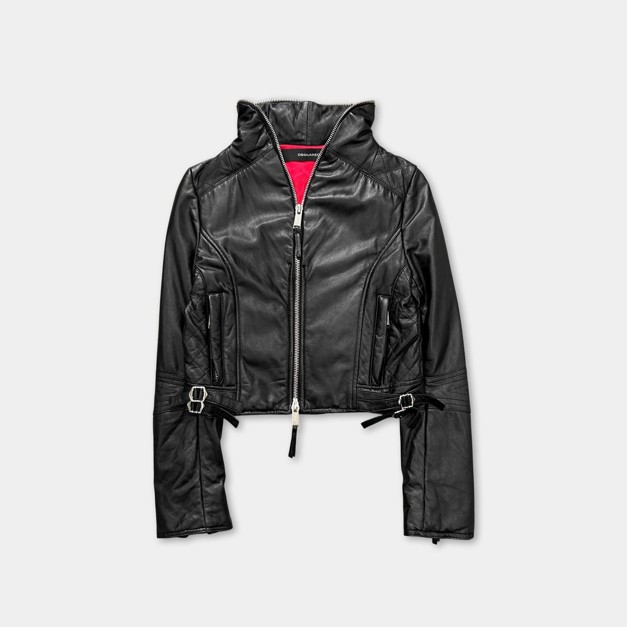 Dsquared2 Dsquared2 Black Cropped Leather Jacket Women Size M / US 6-8 / IT 42-44 - 1 Thumbnail