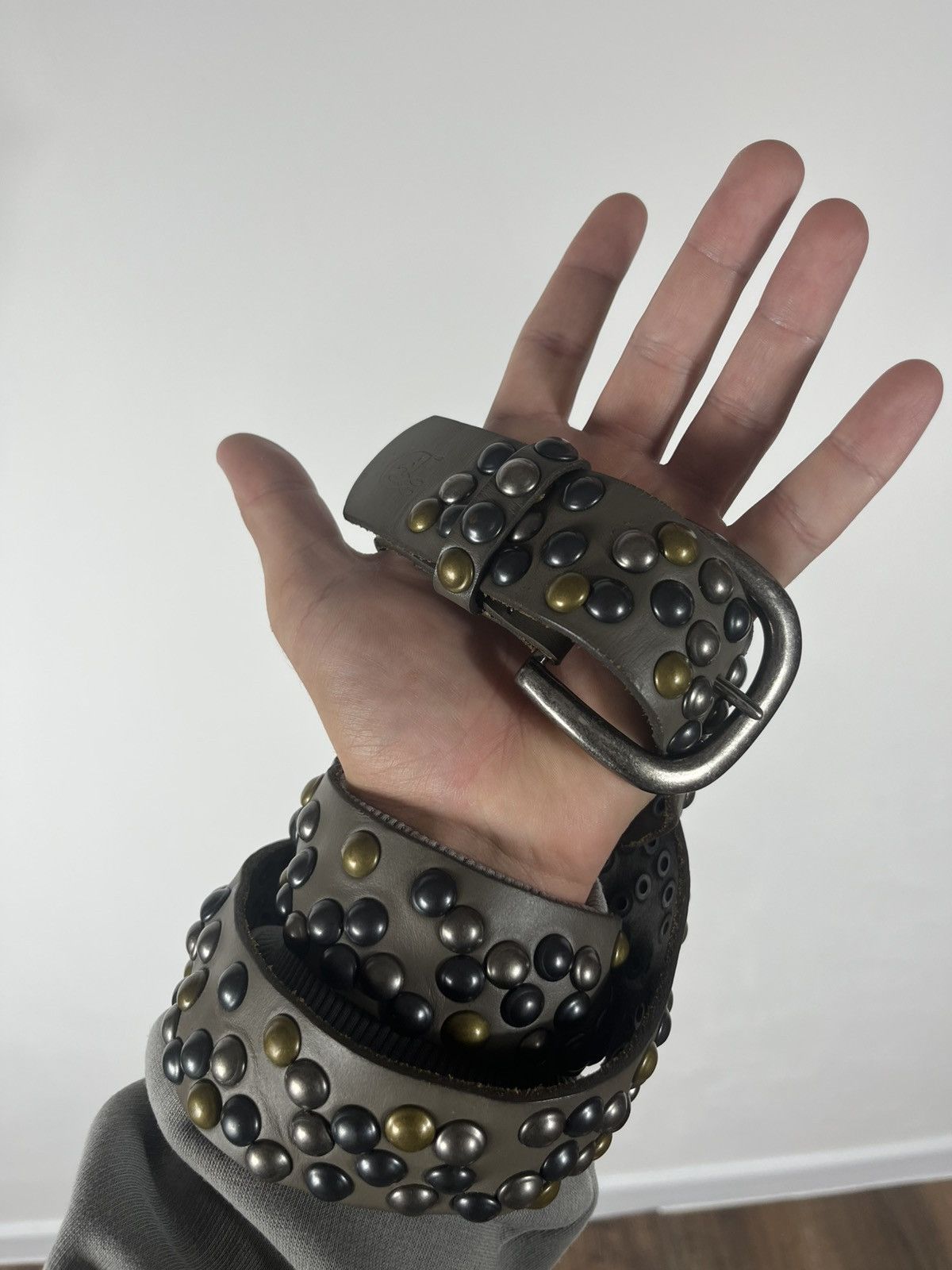 Other Avant-Garde Studded Leather Belt with Multicolor Rivets Size ONE SIZE - 2 Thumbnail