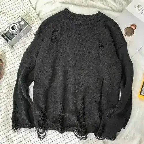 Japanese Brand × Vintage Vintage Wash Hole Ripped Knitted Sweater Y2k Streetwear Size US L / EU 52-54 / 3 - 4 Thumbnail