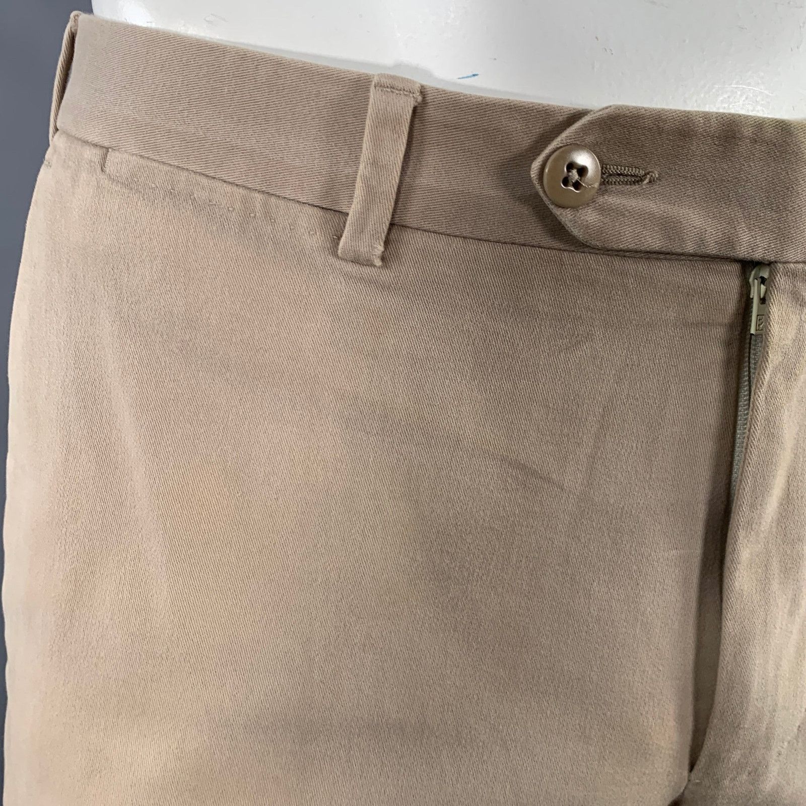 Ermenegildo Zegna ERMENEGILDO ZEGNA Beige Cotton Blend Flat Front Casual Pants Size US 38 / EU 54 - 4 Thumbnail