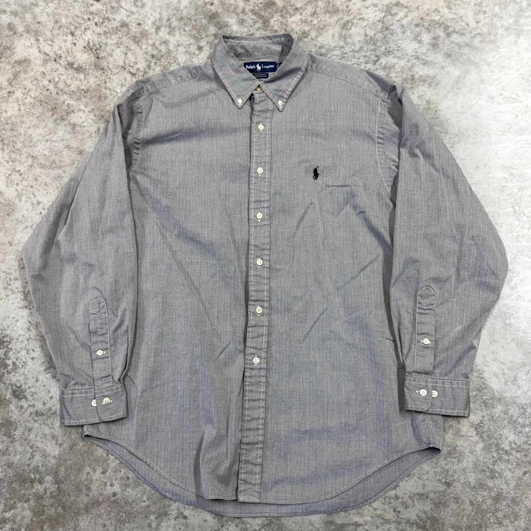 Ralph Lauren Ralph Lauren Shirt Mens Large Gray Herringbone Button Down Long Sleeve Pony Logo Button-Up Vintage Style XX Size US L / EU 52-54 / 3 - 3 Thumbnail