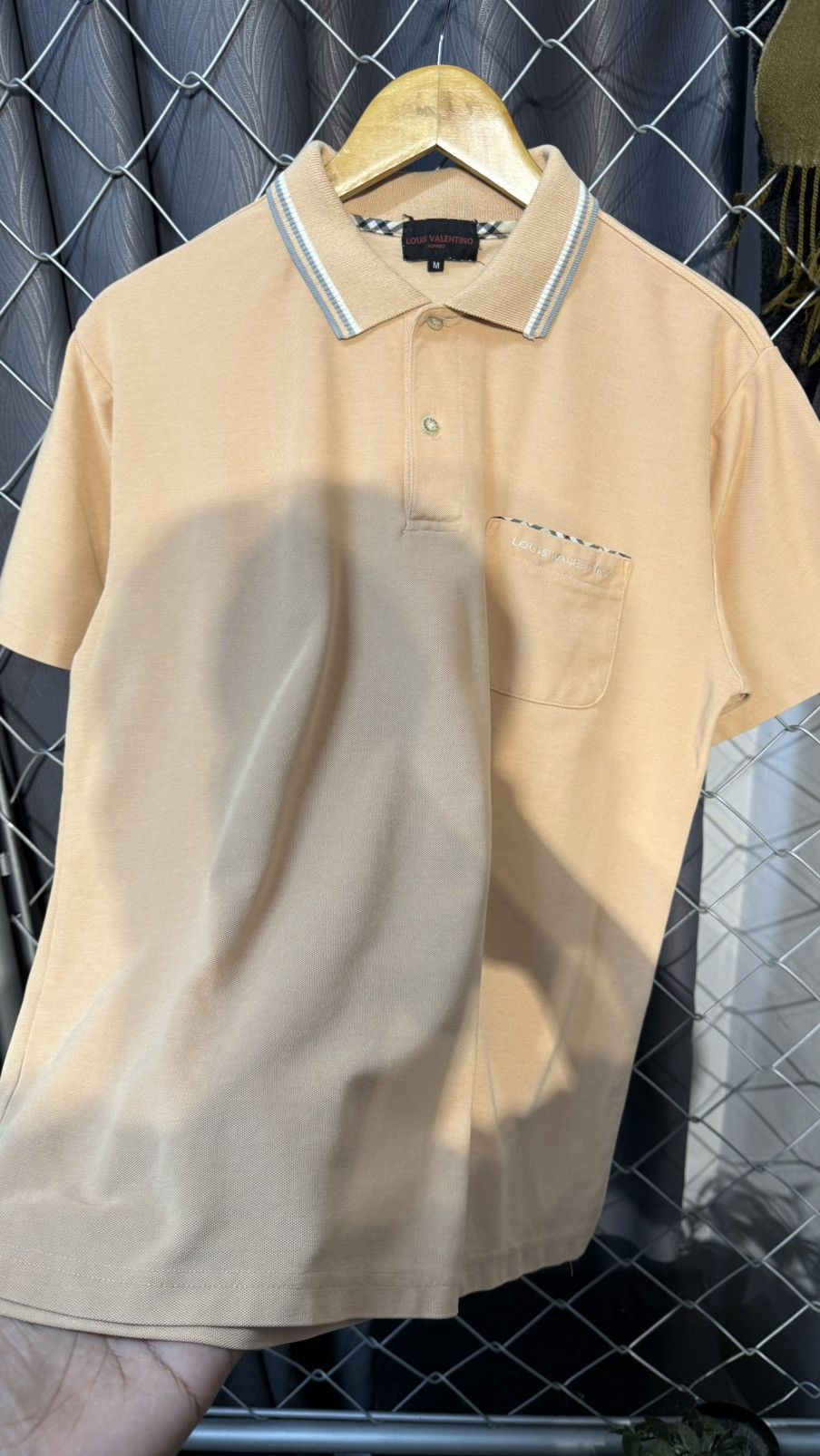 Japanese Brand LV Louis Valentino Polo Shirt Beige Peach Pique Pocket Size US M / EU 48-50 / 2 - 2 Thumbnail