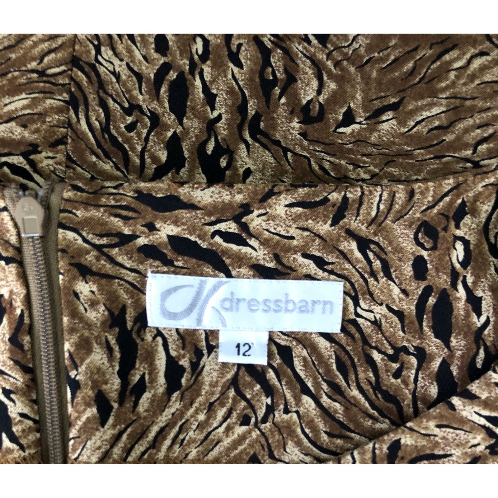 Vintage Dressbarn Sleeveless Sheath Dress 12 Brown Animal Print Boatneck 90s Y2K Classic Women Dress Size XL / US 12-14 / IT 48-50 - 4 Thumbnail