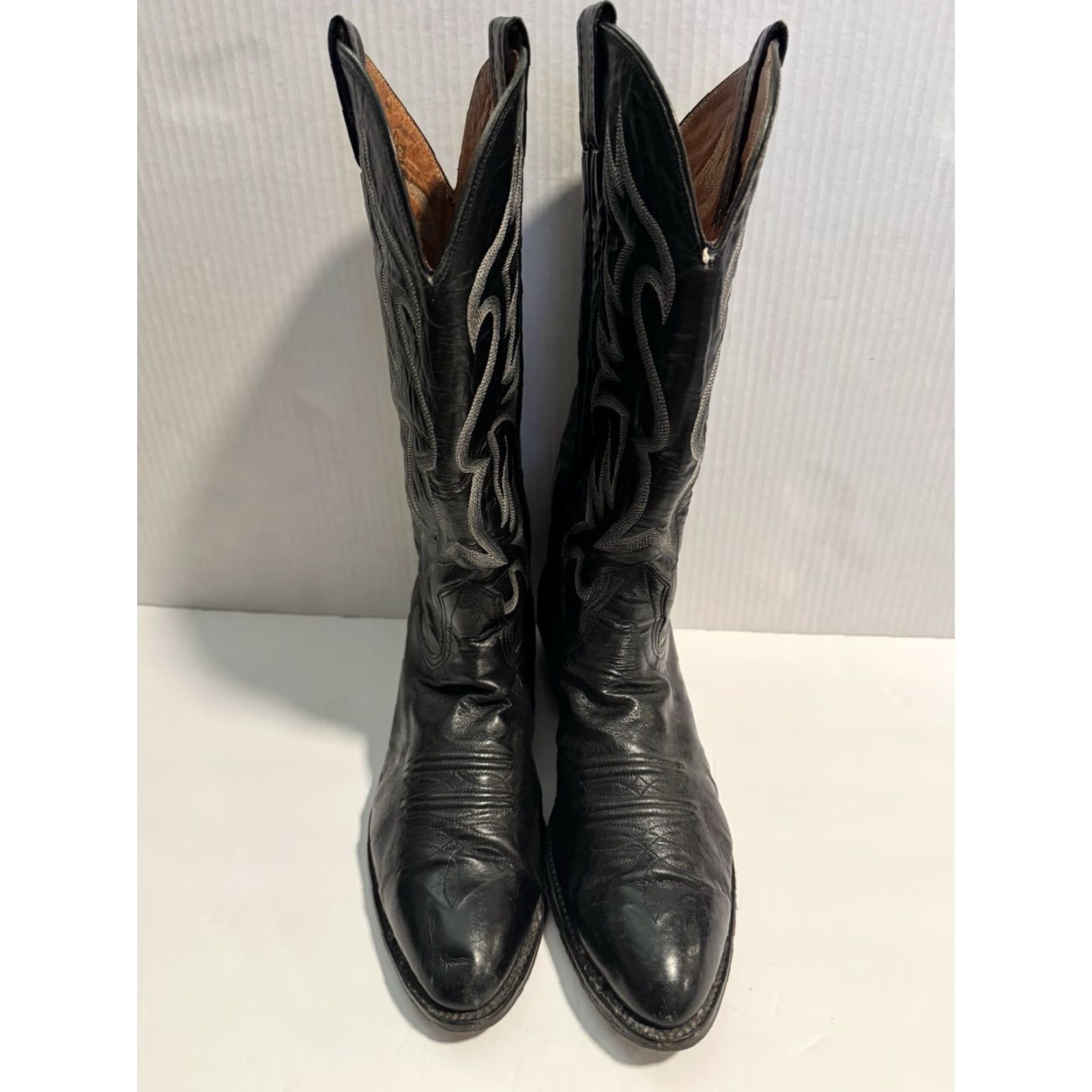 Vintage VINTAGE Nocona Boots Mens 9D EE Black Leather Western Cowboy Boots Made In USA Size US 9 / EU 42 - 3 Thumbnail