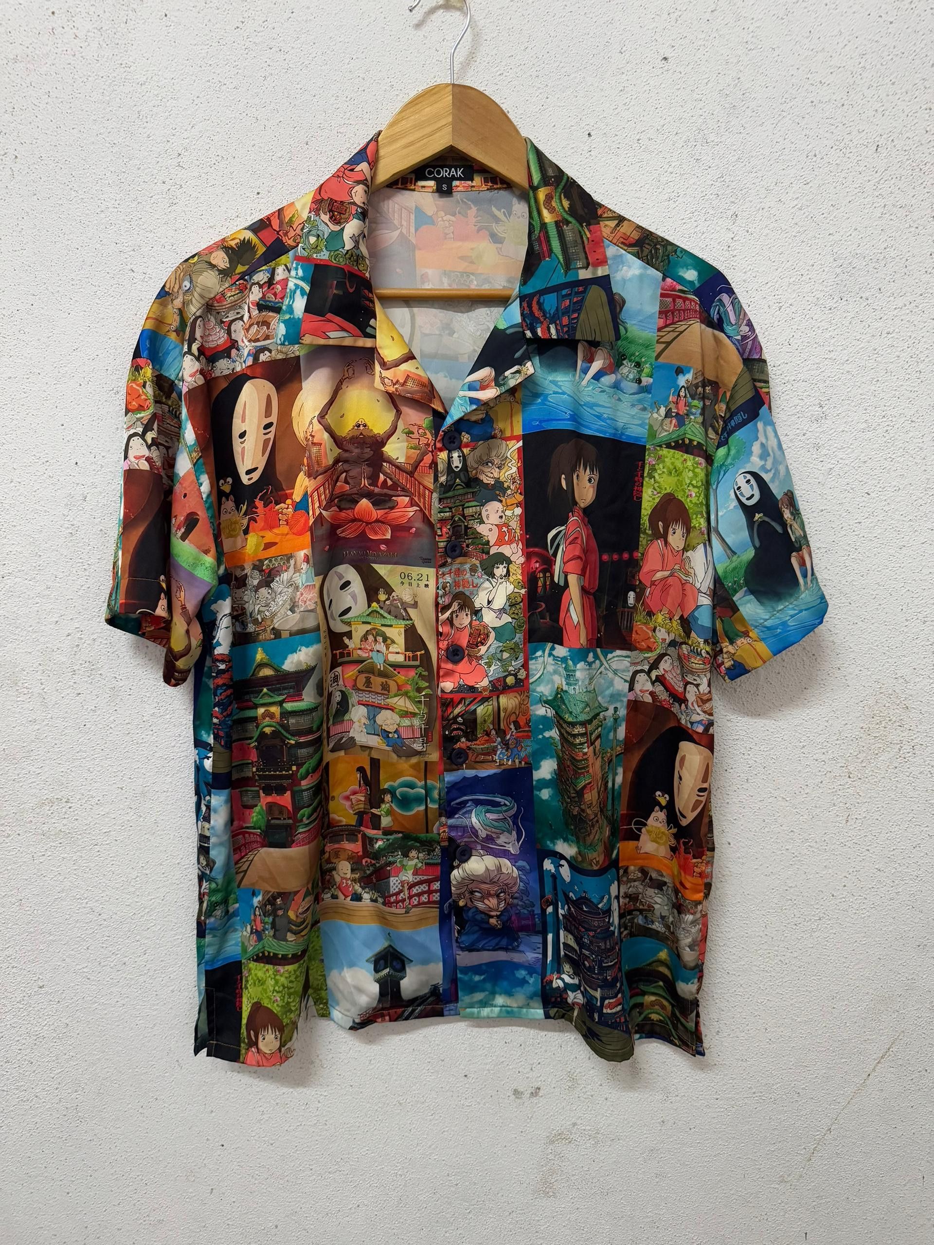 Studio ghibli spirit away full print satin button ups