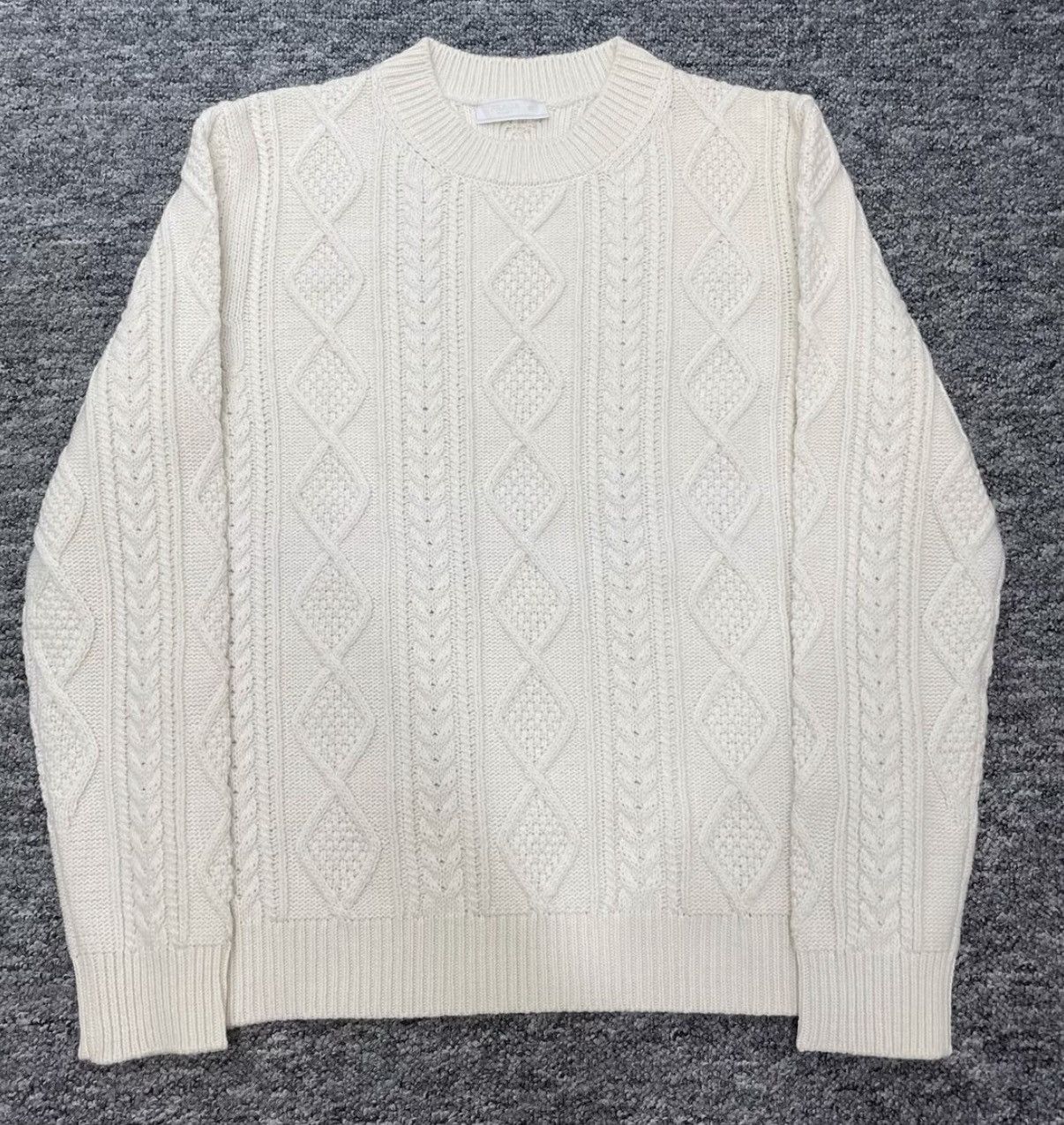 Prada White Cable Knit Crewneck Sweater Size US M / EU 48-50 / 2 - 1 Thumbnail