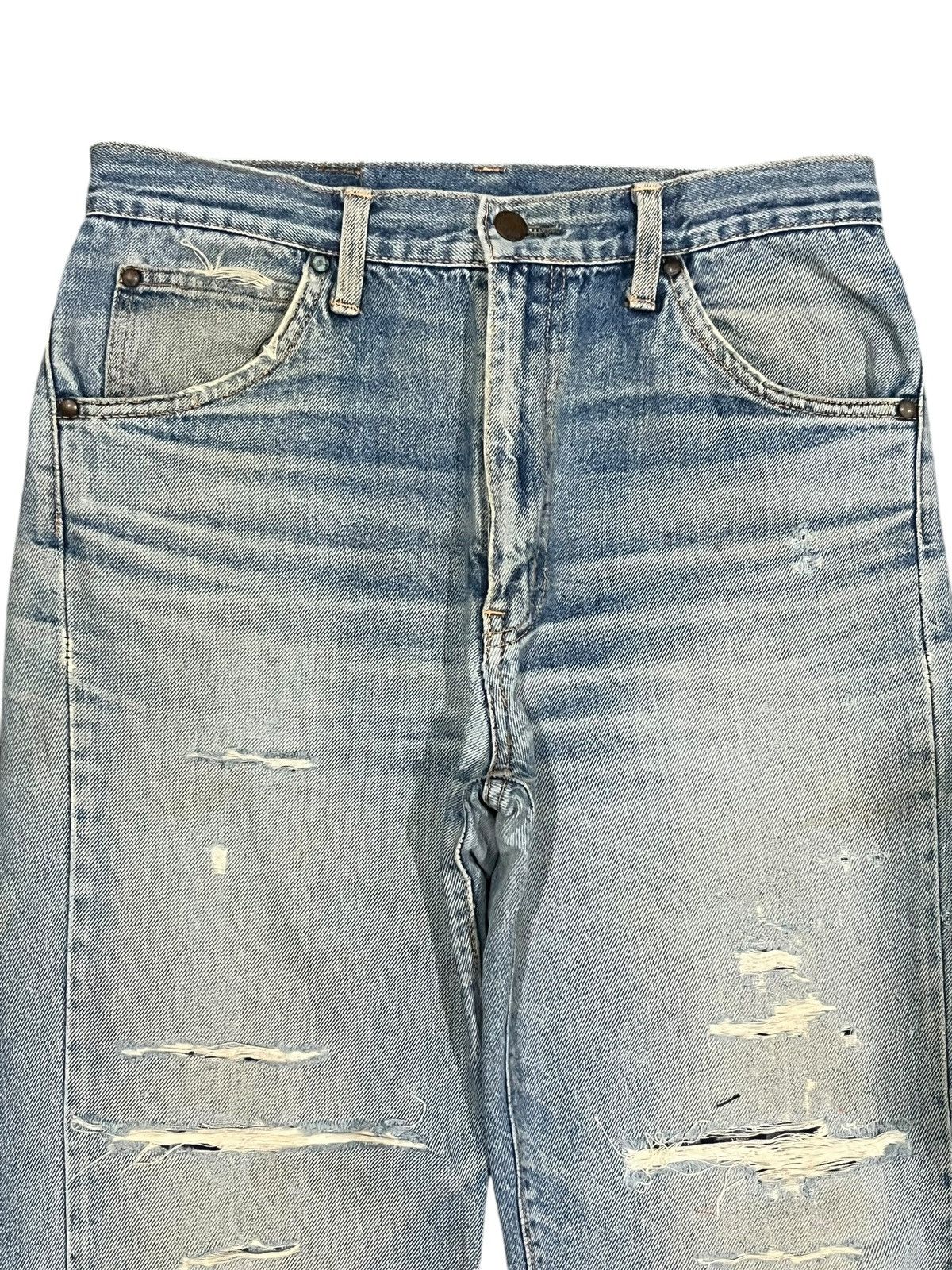 Edwin Vintage Japanese Brand Blue Washed Distressed Wide Leg Jeans Size US 30 / EU 46 - 3 Thumbnail