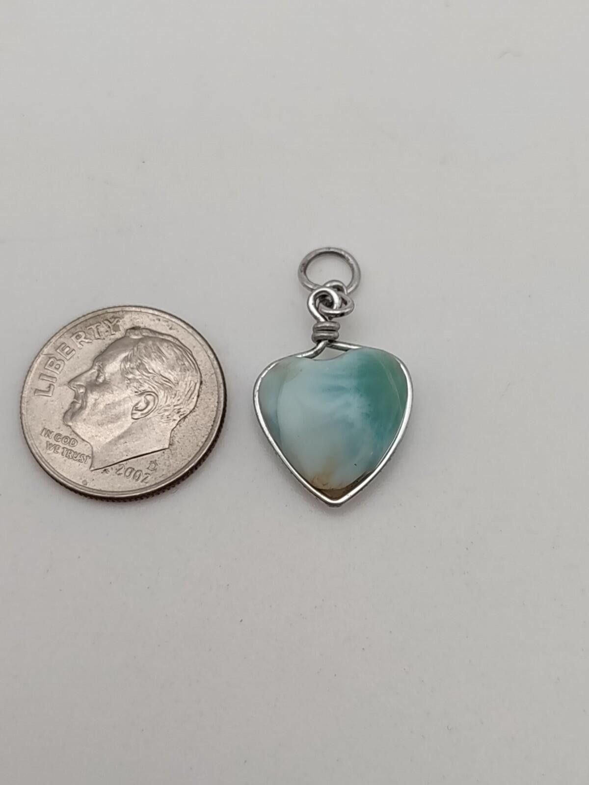 The Unbranded Brand Artisan Sterling Silver Heart Larimar Atlantis Stone Size ONE SIZE - 2 Thumbnail