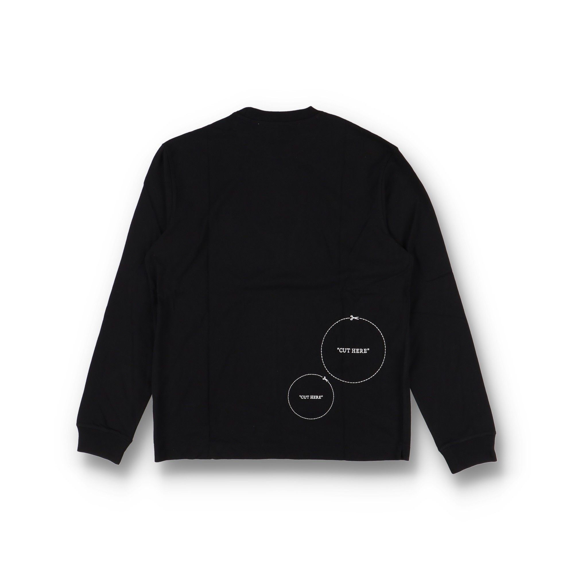 Off-White Black Embroidered Cut Here Logo Long Sleeve Skate T-Shirt Size US M / EU 48-50 / 2 - 1 Thumbnail