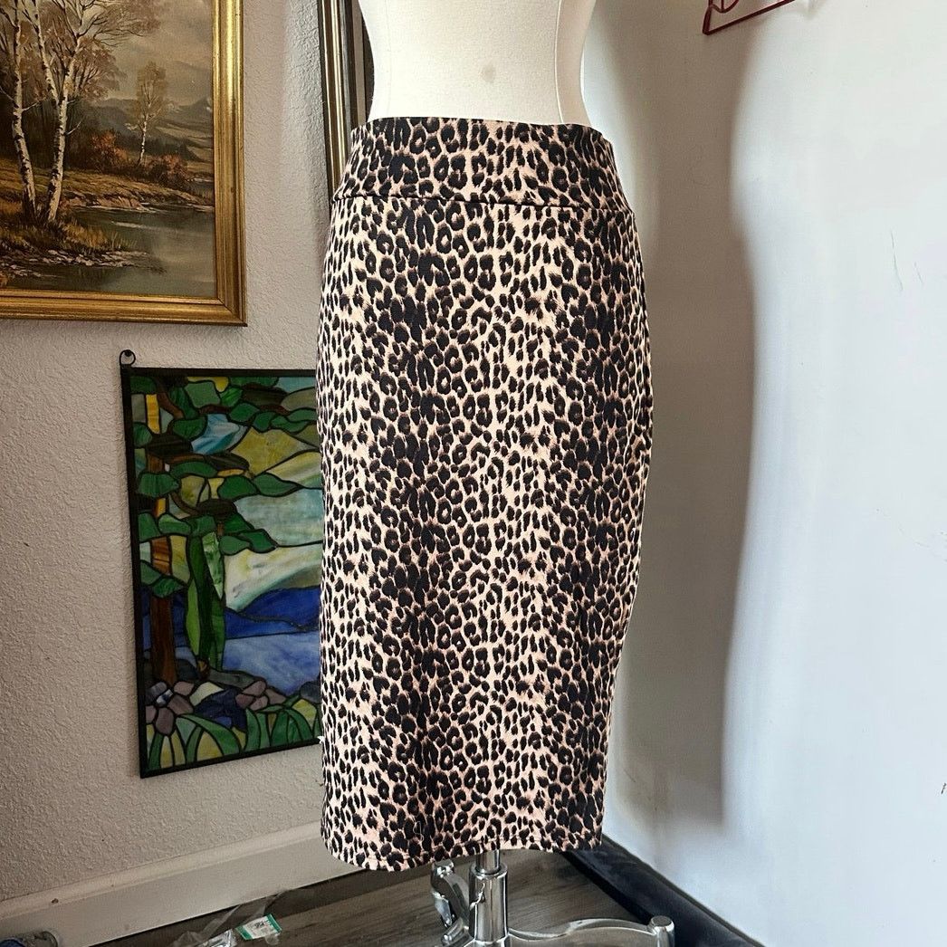 Other scobe leopard print black brown midi skirt Size 34" / US 12 / IT 48 - 1 Thumbnail