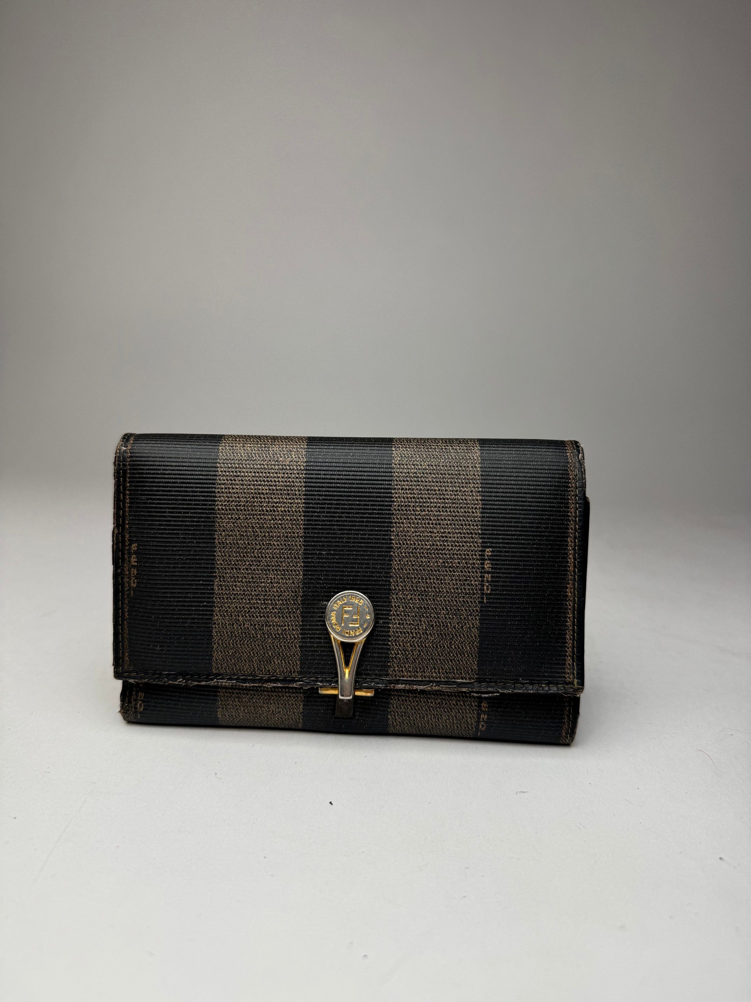 Fendi Vintage Striped Wallet black brown Size ONE SIZE - 1 Thumbnail