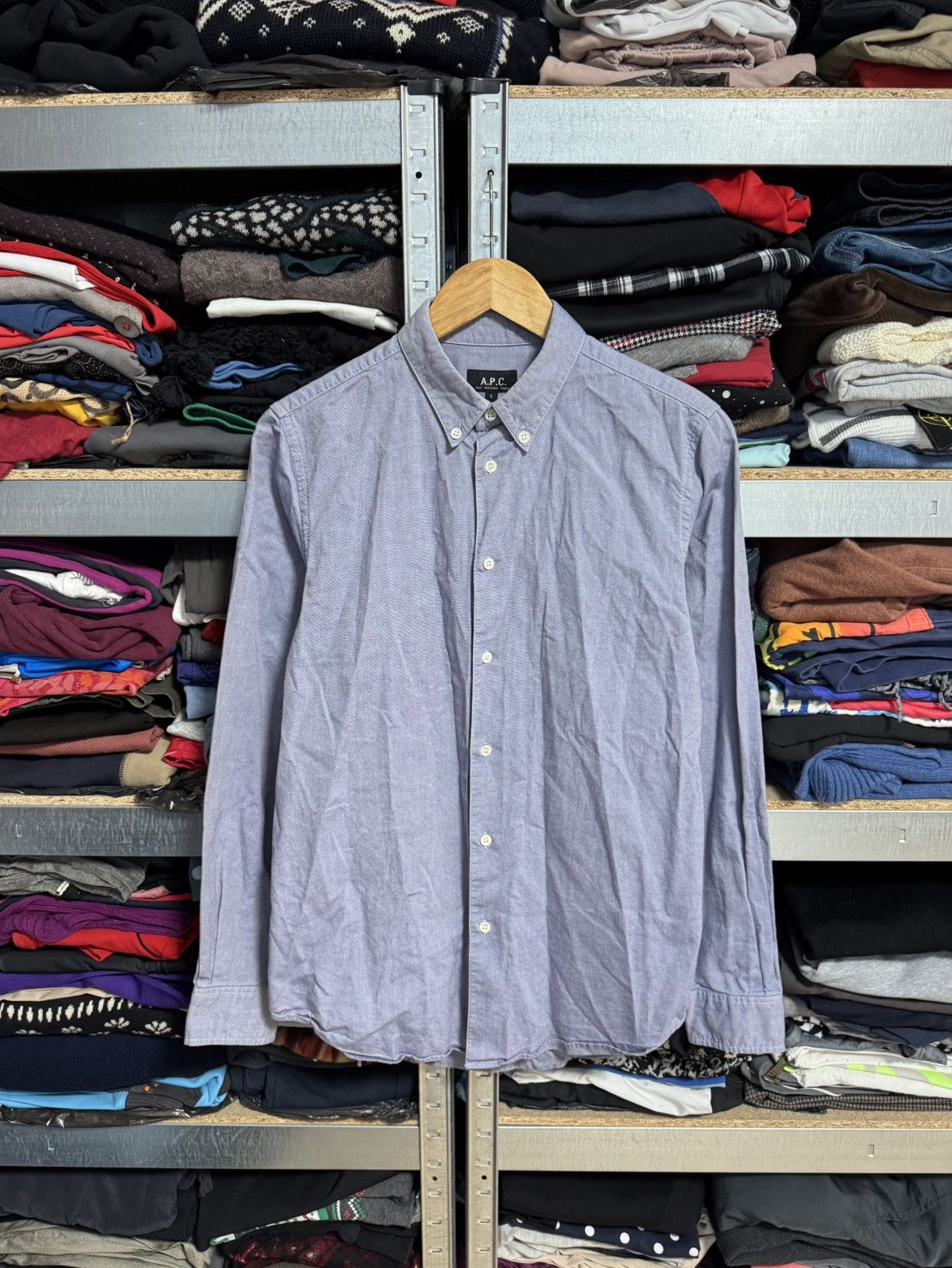 A.P.C. A.P.C Rue Madame Paris Chambray Long Sleeve Button Up Shirt Size US S / EU 44-46 / 1 - 1 Thumbnail