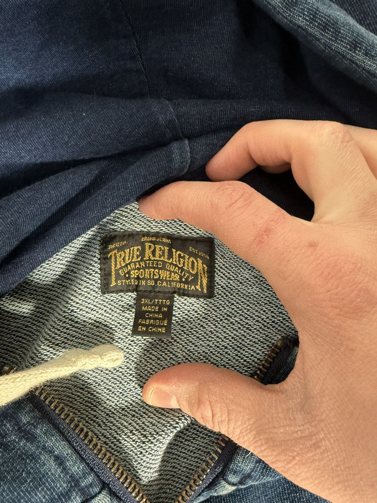 True Religion Y2K True Religion Cotton Denim Effect Zip-Up Hoodie Size US XL / EU 56 / 4 - 7 Thumbnail