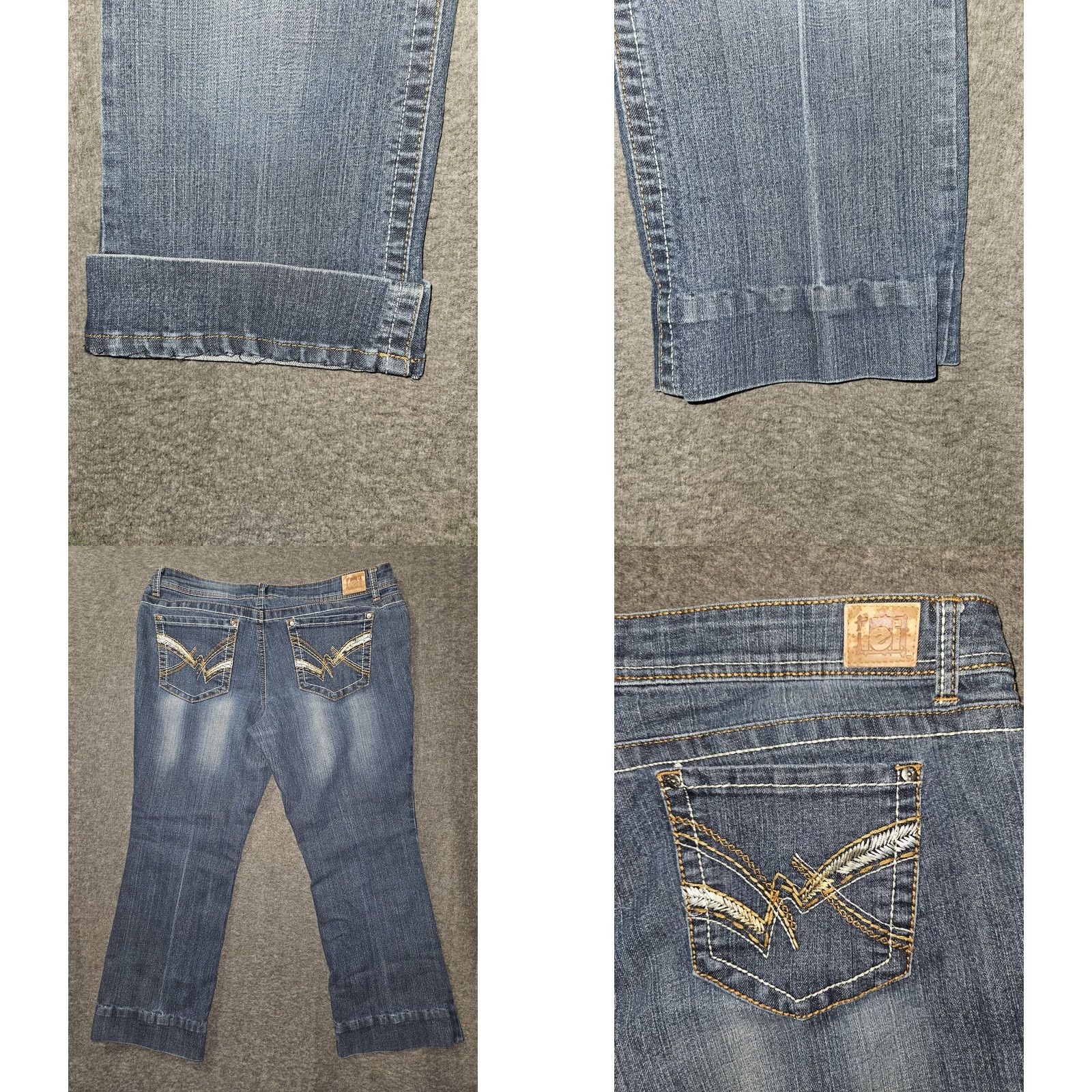 L.E.I. l.e.i. Ashley Jeans Womens 15 Short Blue Low Rise Bootcut Embroidered Pockets Jeans Size 36" / US 14 / IT 50 - 8 Thumbnail
