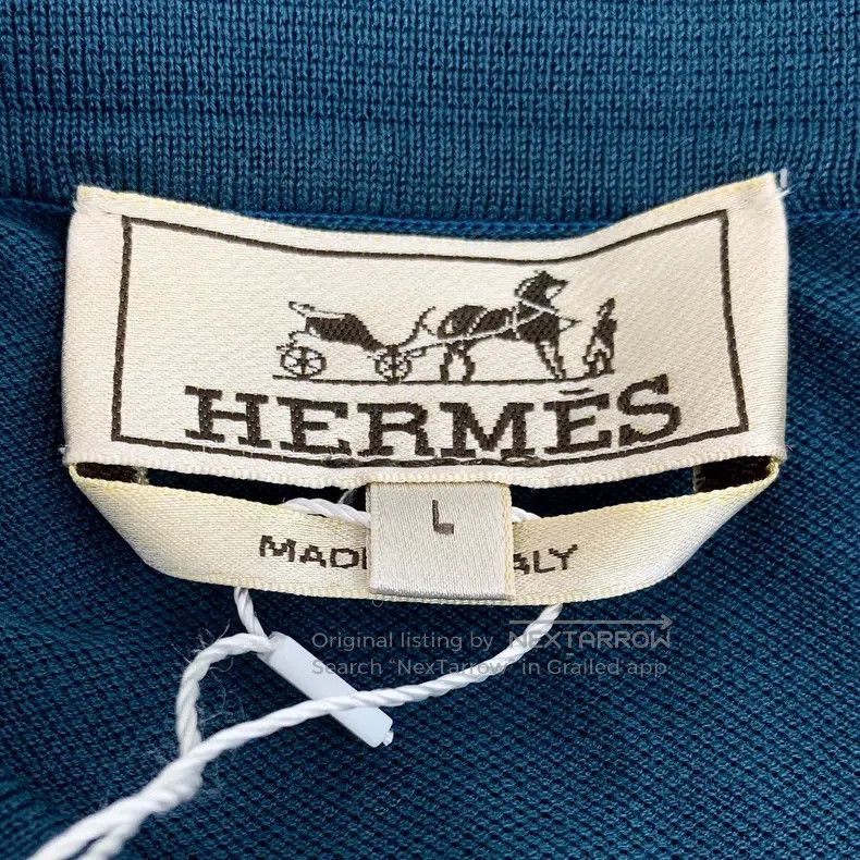 Hermes Hermes Dark Blue Cotton Collared Short-Sleeve Polo Shirt Size US L / EU 52-54 / 3 - 5 Thumbnail