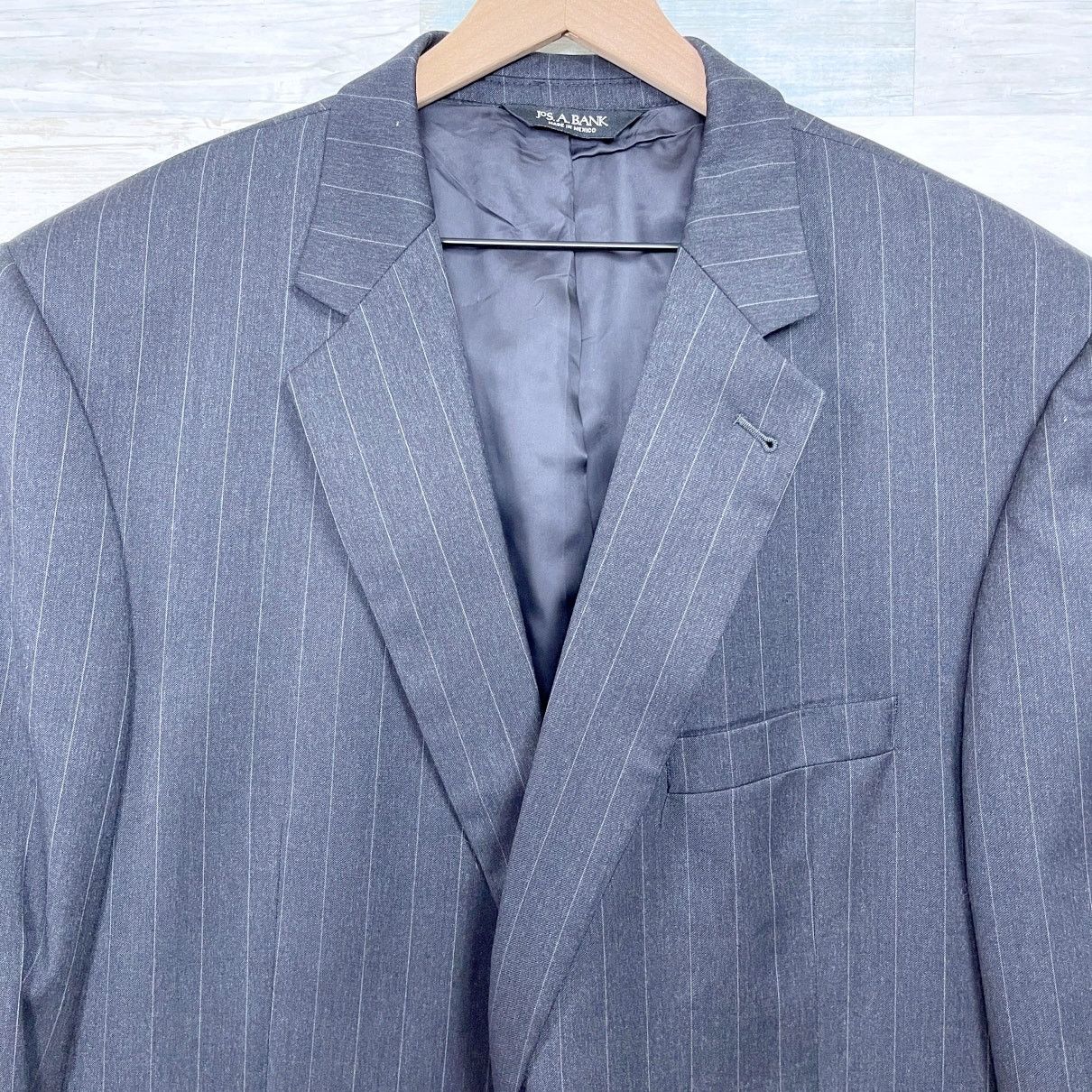 Jos. A. Bank Jos A Bank Wool Suit Gray Striped Mens 46 XL 40x32 Size 46L - 3 Thumbnail