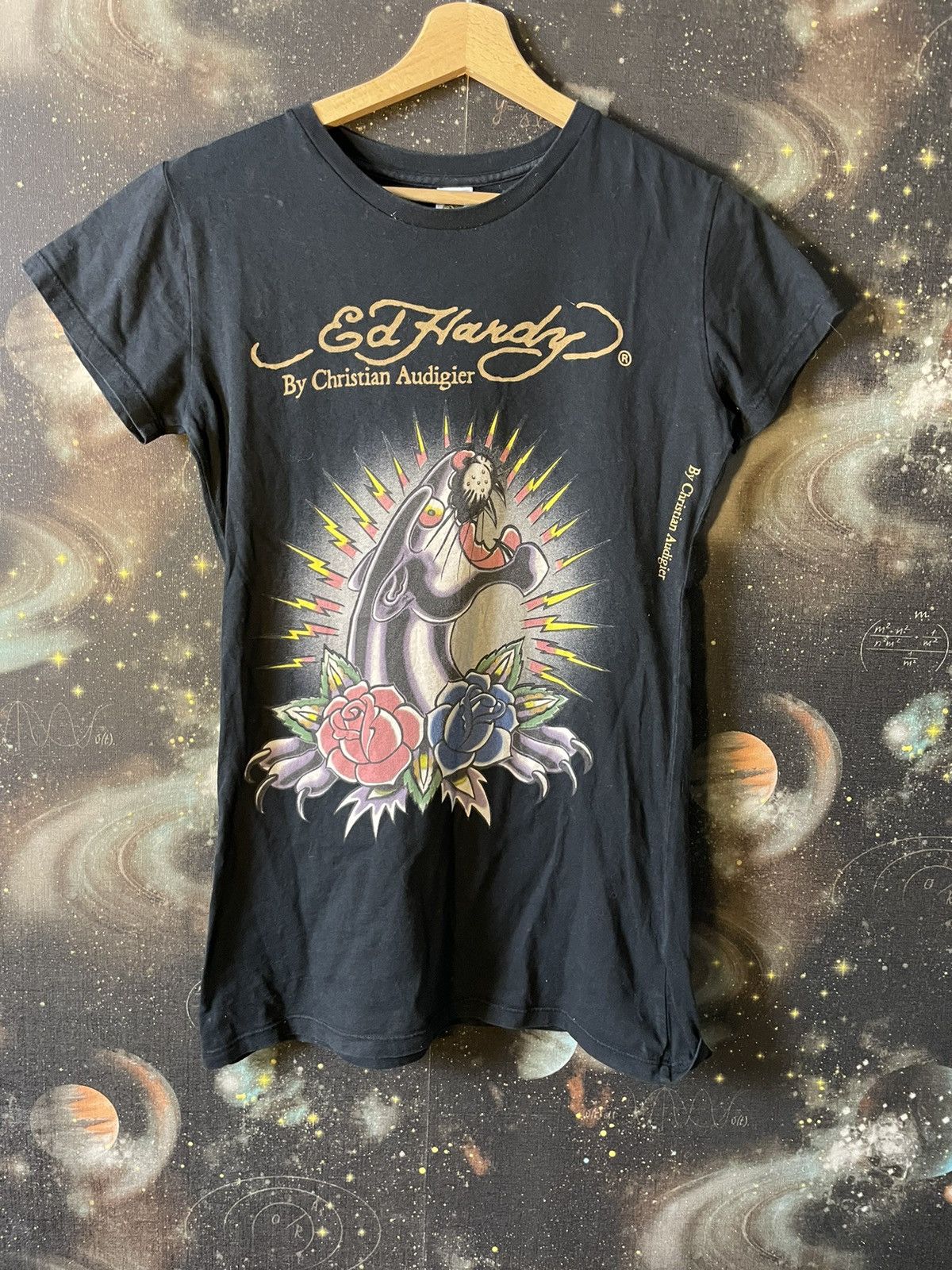 Christian Audigier × Ed Hardy × Japanese Brand Women T-shirt Ed Hardy Vintage Big Logo Rare Japanese Brand Size L / US 10 / IT 46 - 1 Thumbnail