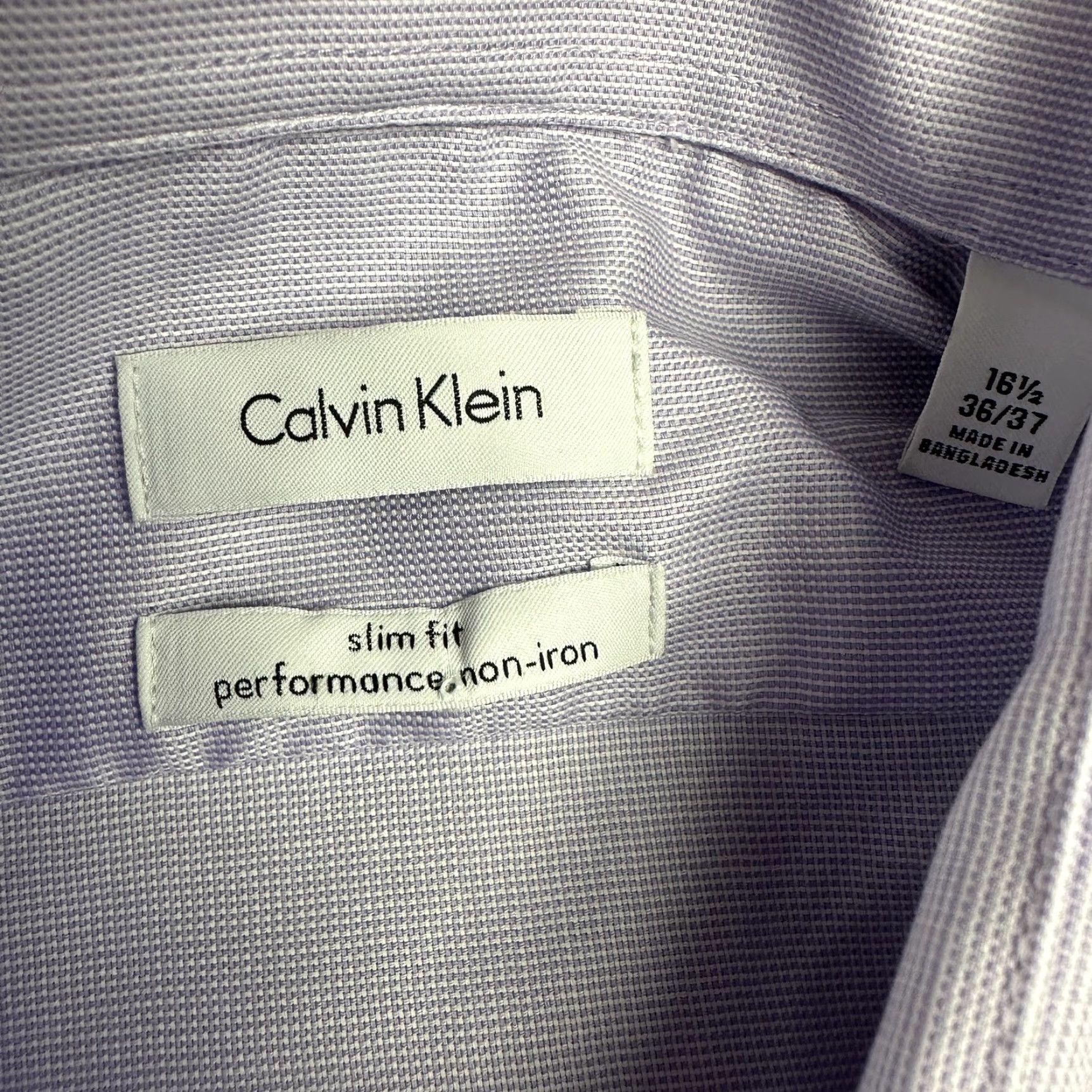 Calvin Klein Calvin Klein Shirt Mens Large 16.5 36/37 Slim Fit Non-Iron Performance Dress Solid Purple Size 42R - 4 Thumbnail