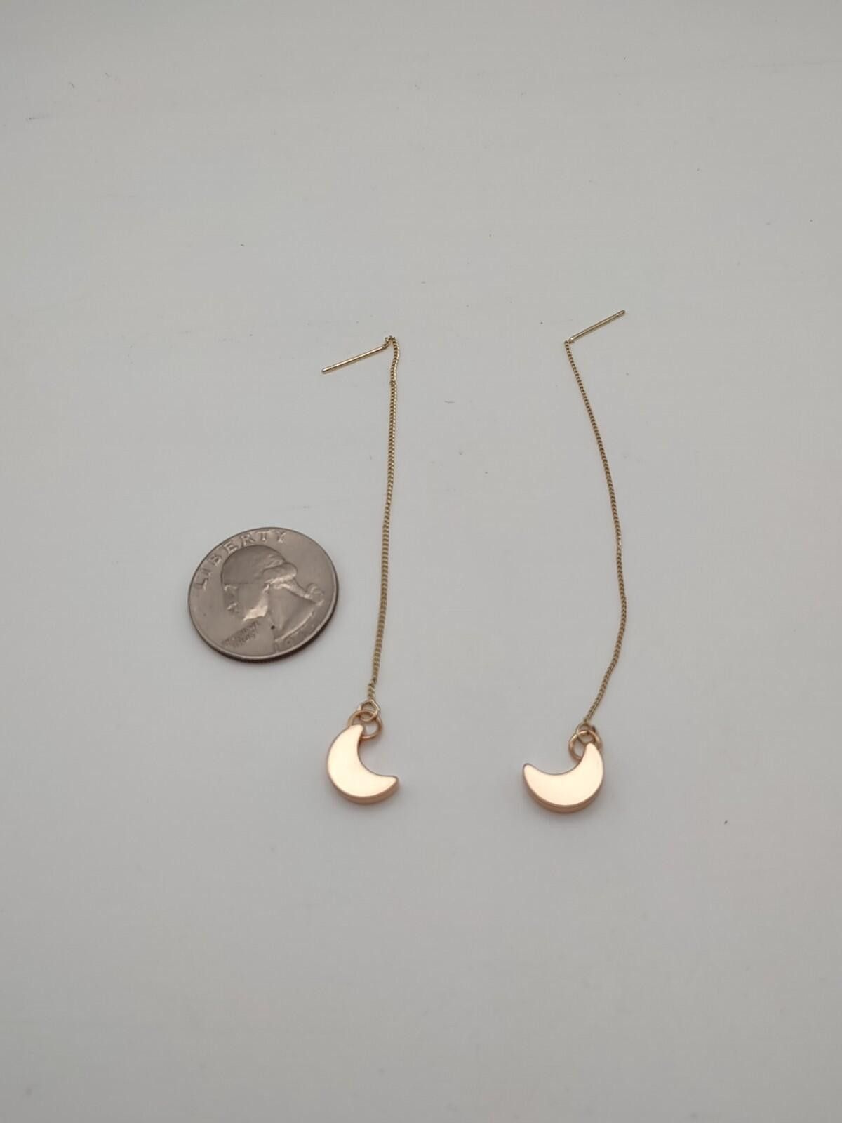 The Unbranded Brand Sterling Silver Crescent Moon Threader Earrings 925 Size ONE SIZE - 5 Thumbnail