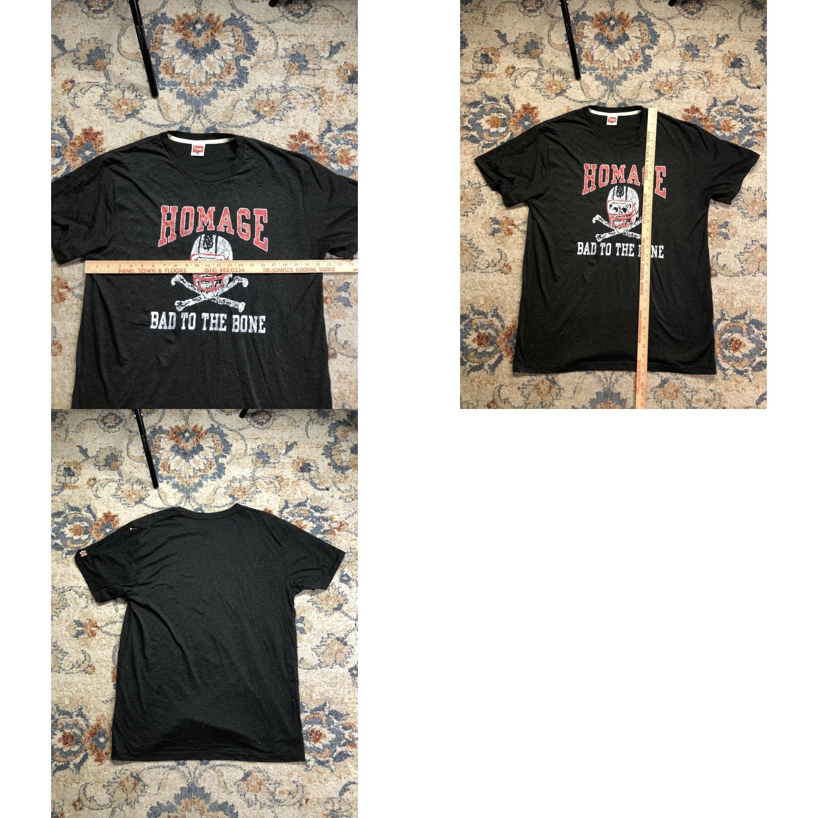 Vintage Homage Shirt Mens XL Gray Bad To The Bone Football Skull Graphic Tee Size US XL / EU 56 / 4 - 8 Thumbnail