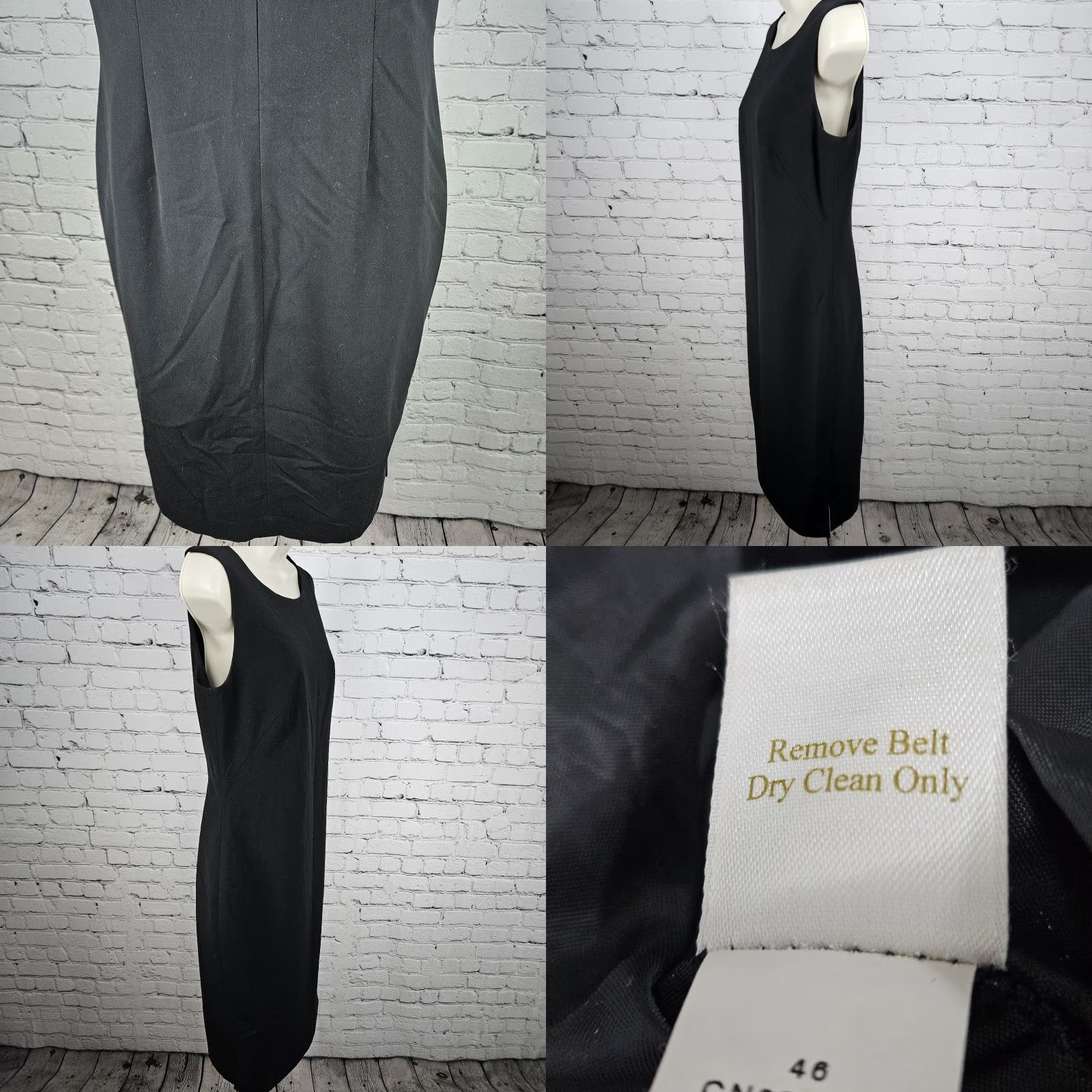 Vintage Caslon Black Dress Sleeveless Midi Sheath Lined Back Zip Side Slits Stretch 8 Size M / US 6-8 / IT 42-44 - 8 Thumbnail