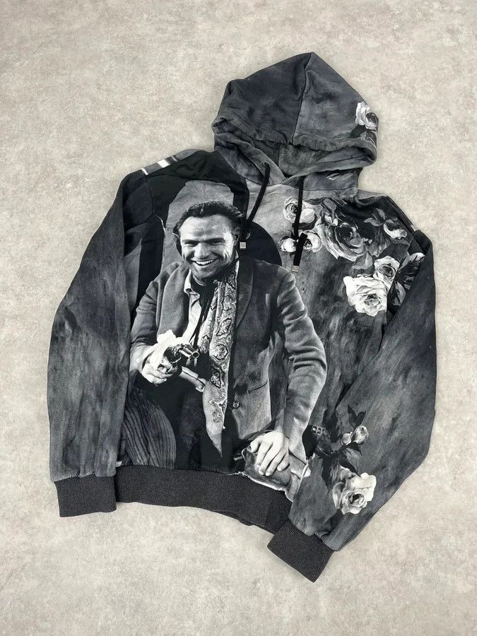 Dolce & Gabbana 2000s Dolce & Gabbana Black & White Aged Cinema Graphic Hoodie Size US M / EU 48-50 / 2 - 5 Thumbnail